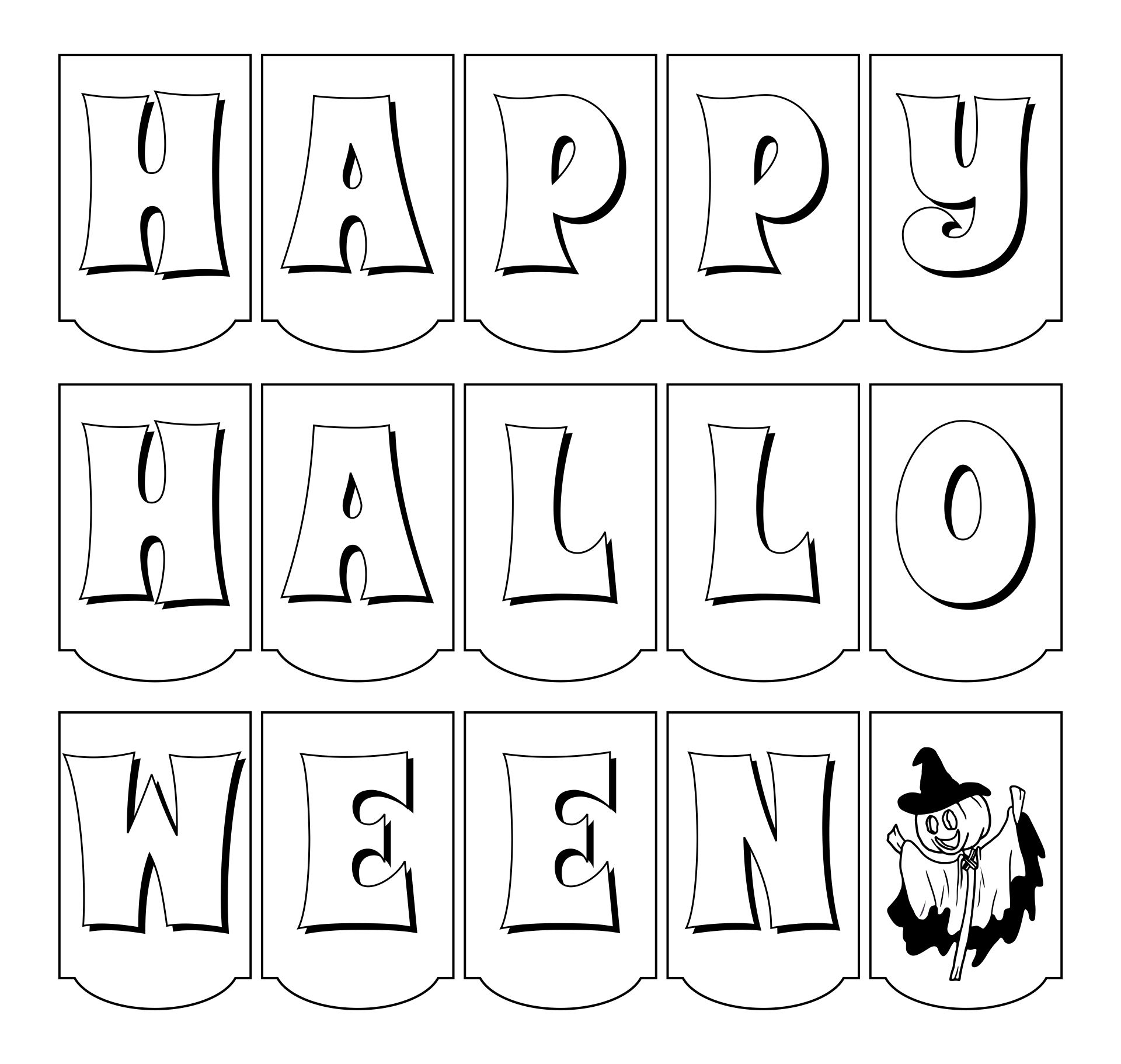 Printable Happy Halloween Coloring Banner