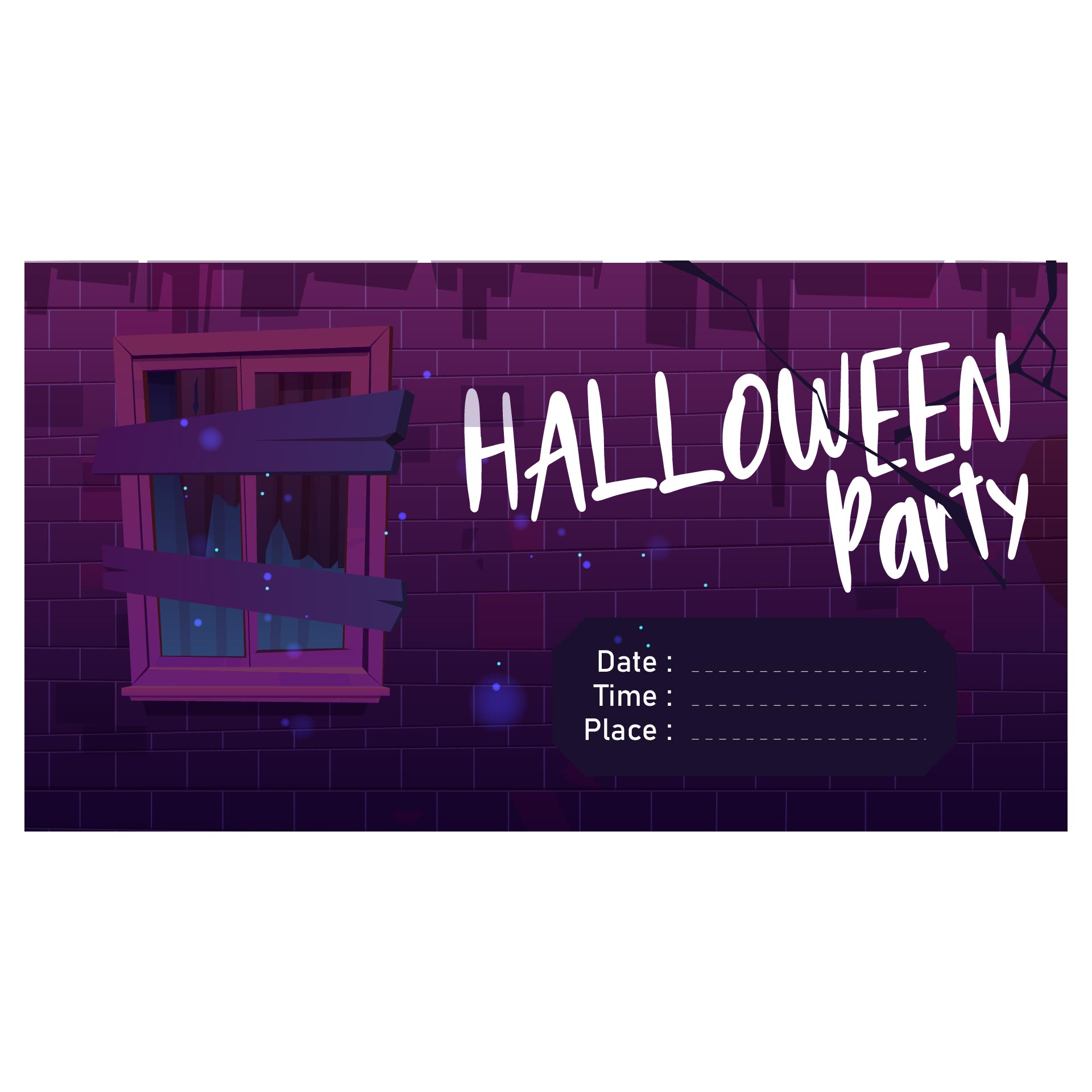 Printable Haunted House Halloween Party Invitation Cards