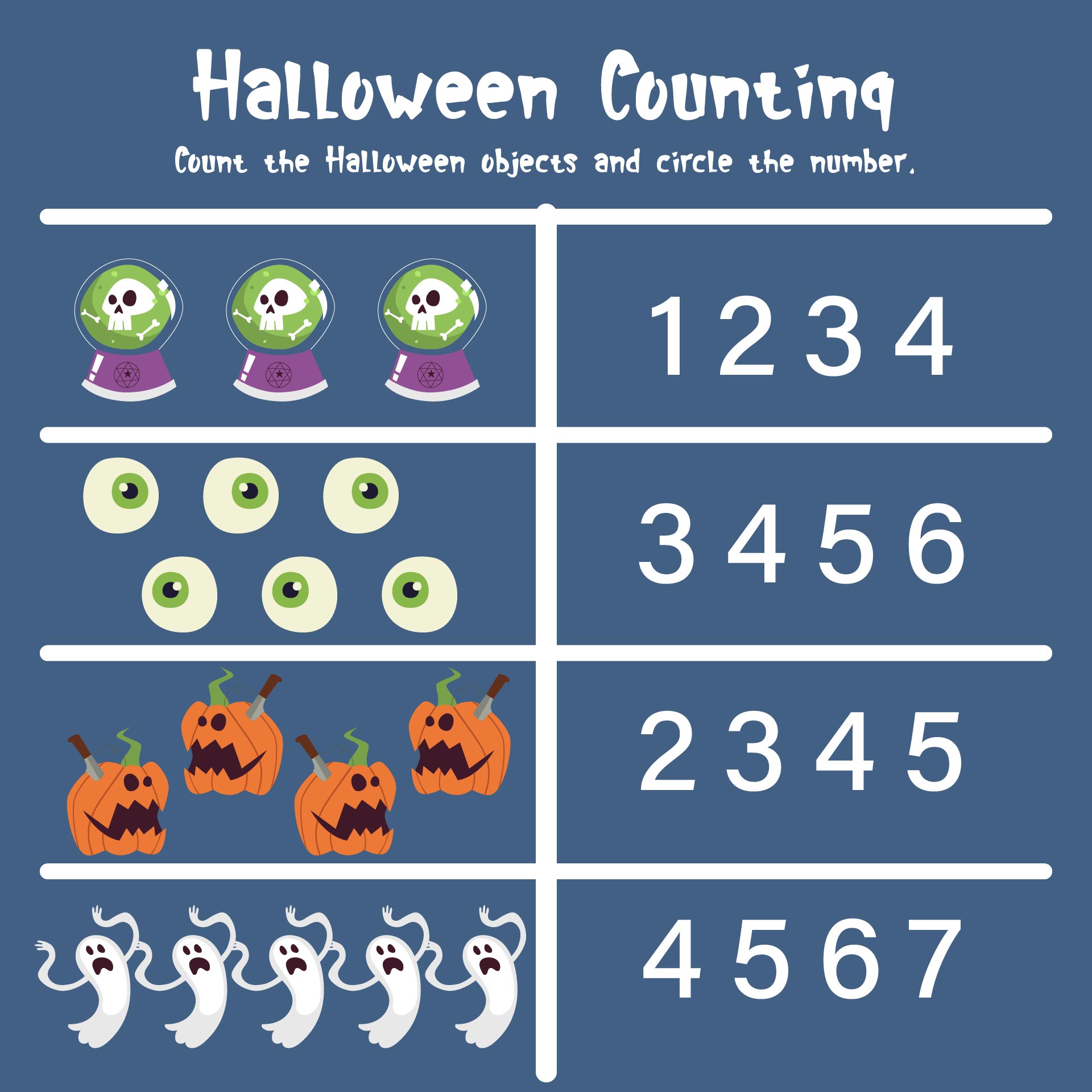 Printable Preschool Halloween Counting Worksheet