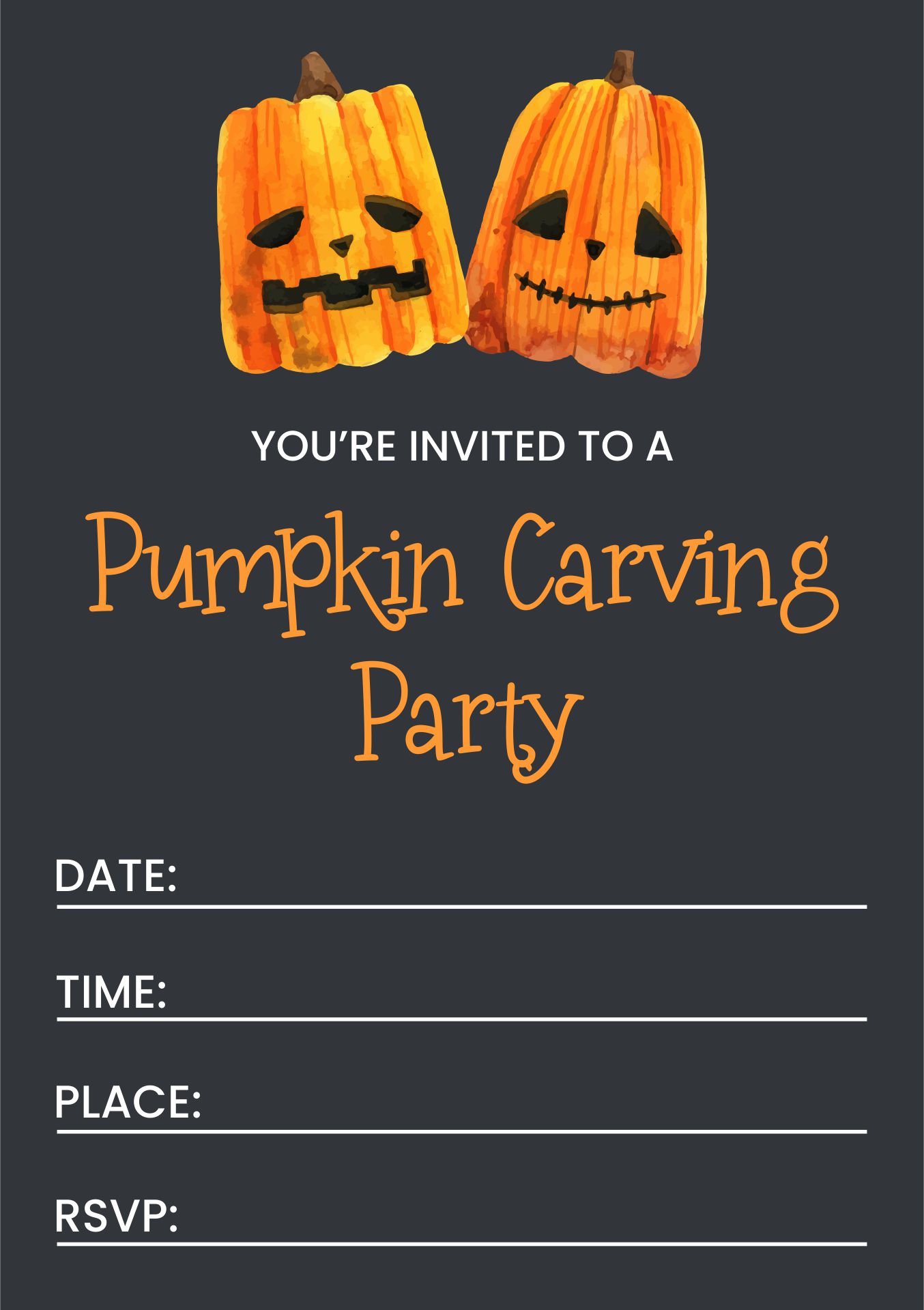 Printable Pumpkin-Carving-Party Invitation Template Halloween Party