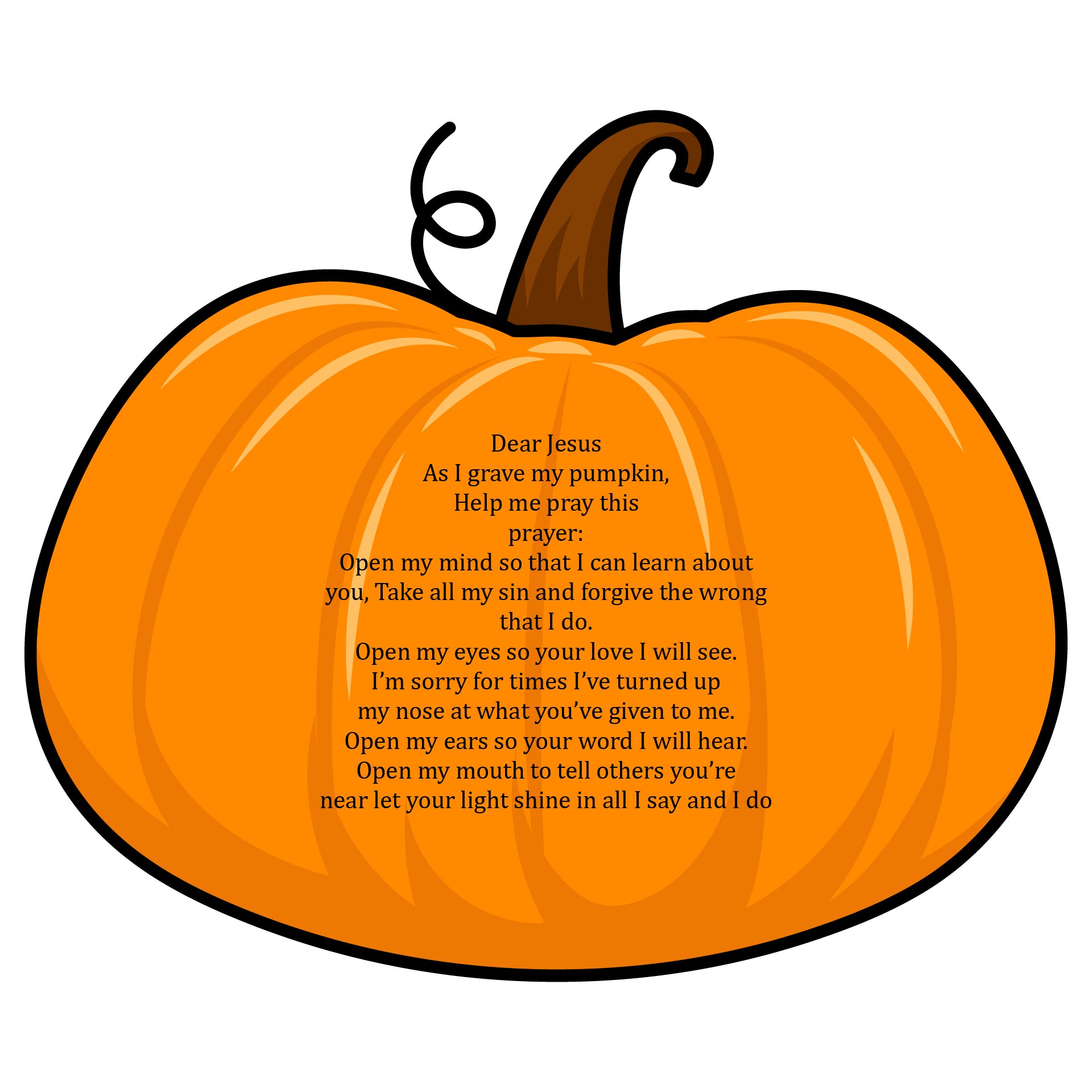 Printable Pumpkin Prayer Printable For Preschoolers