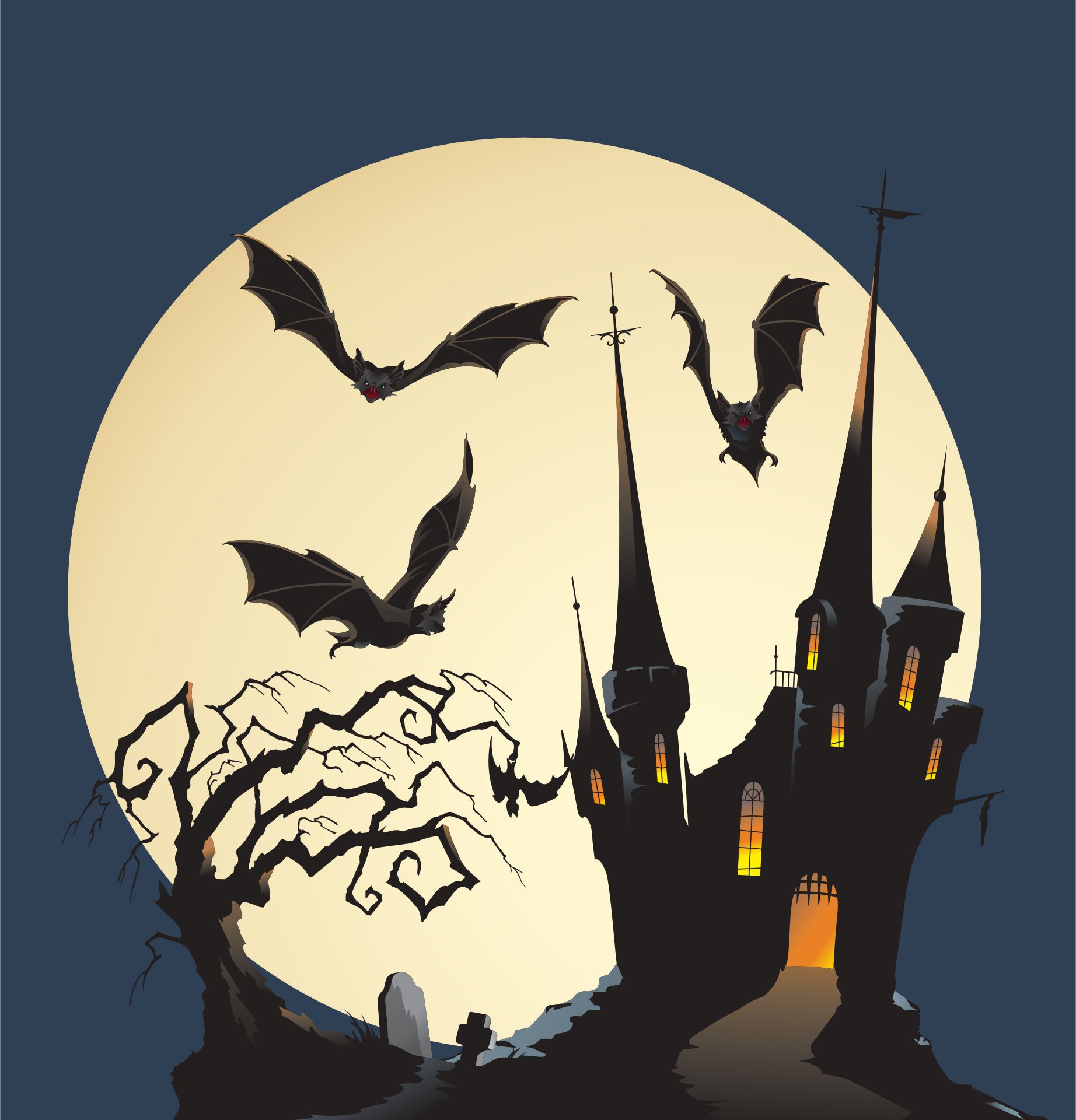 Printable Spooky Clipart Dracula Castle