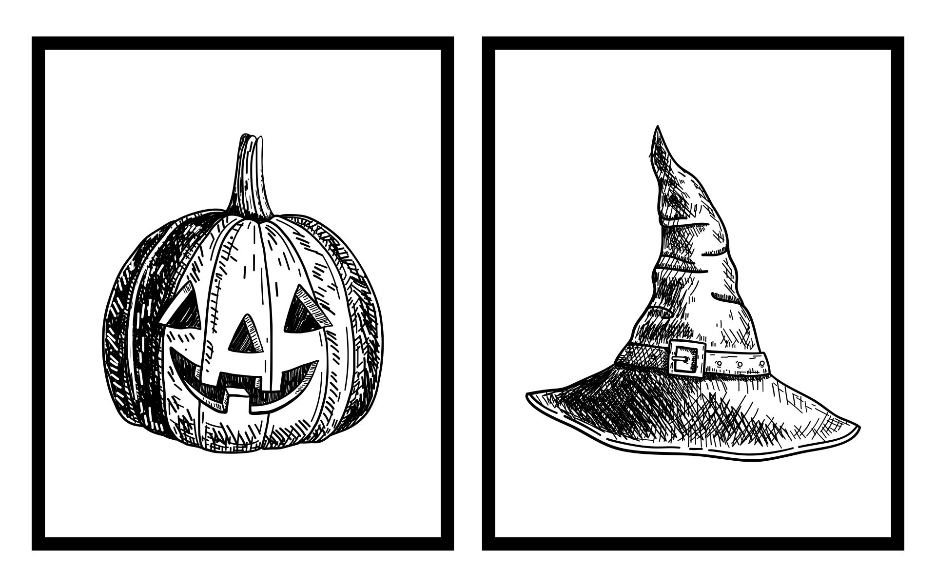 Printable Vintage Halloween Clip Art Black And White