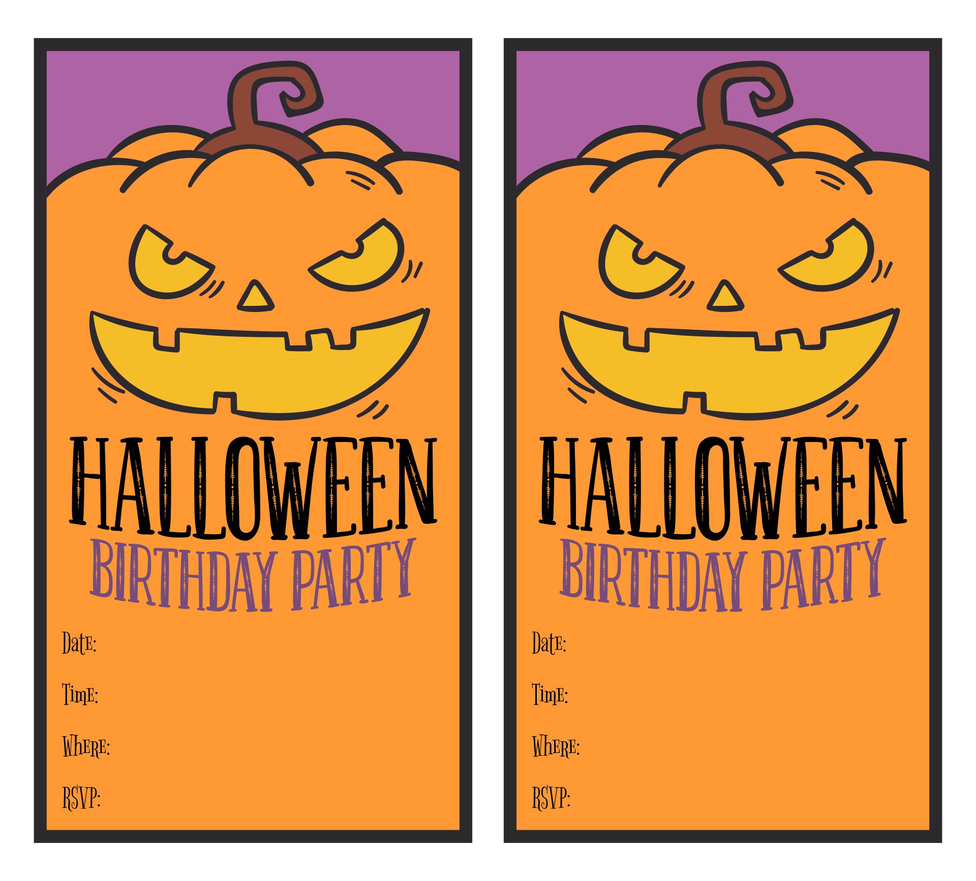 Spooky Halloween Themed Birthday Party Invitation Template