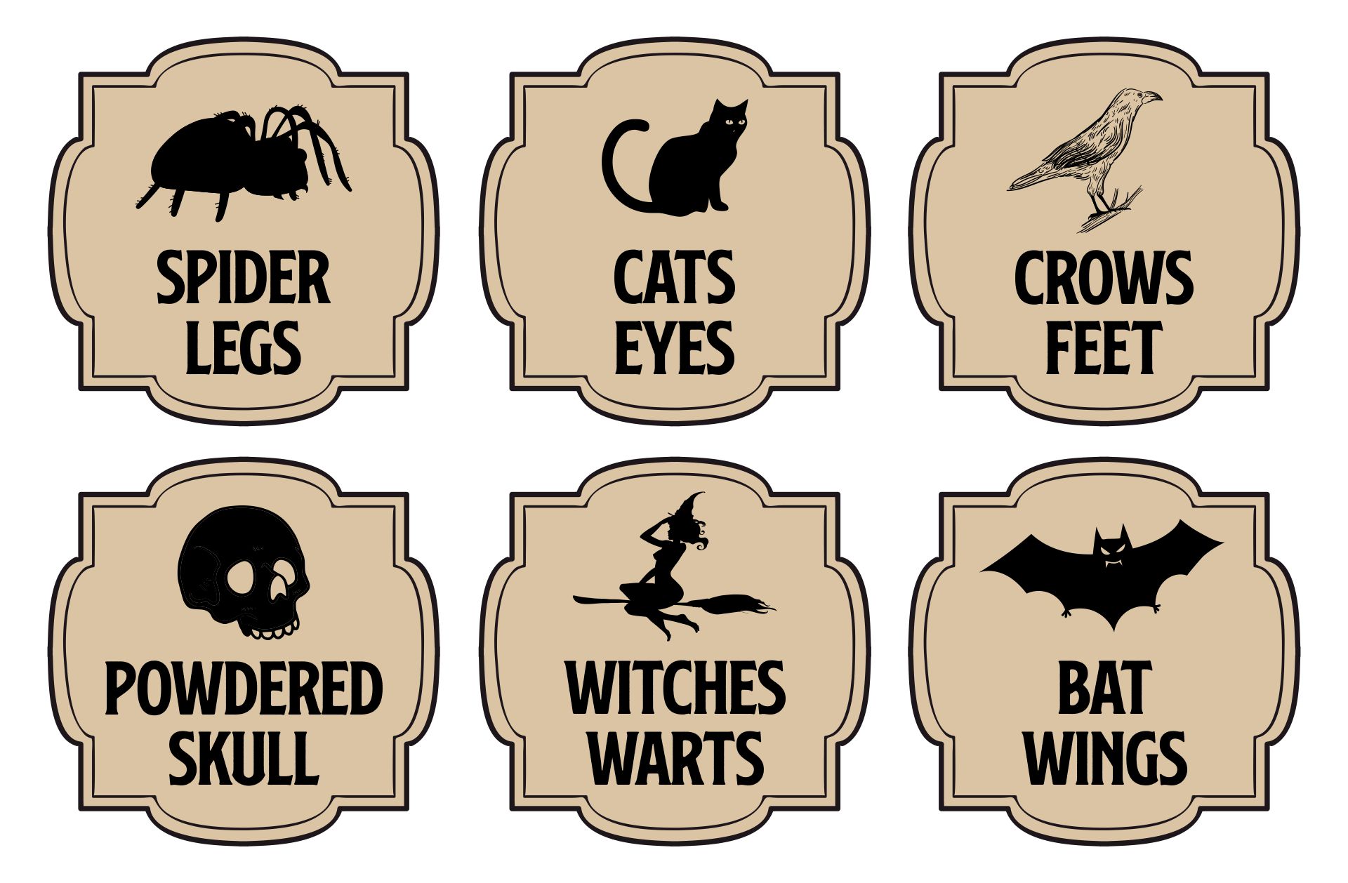 Vintage Look Potion Halloween Apothecary Labels