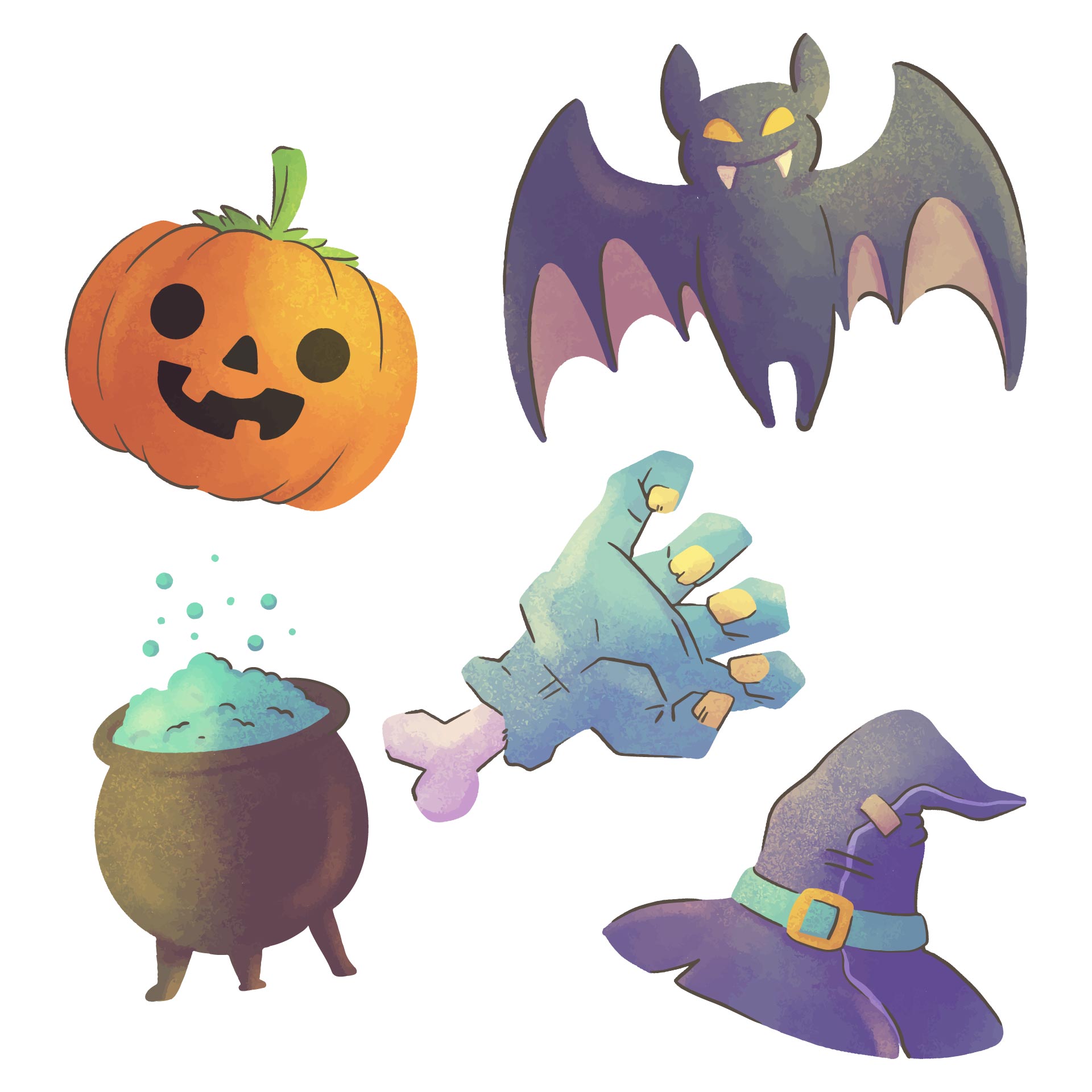 Watercolor Halloween Stickers Printable Planner Sticker