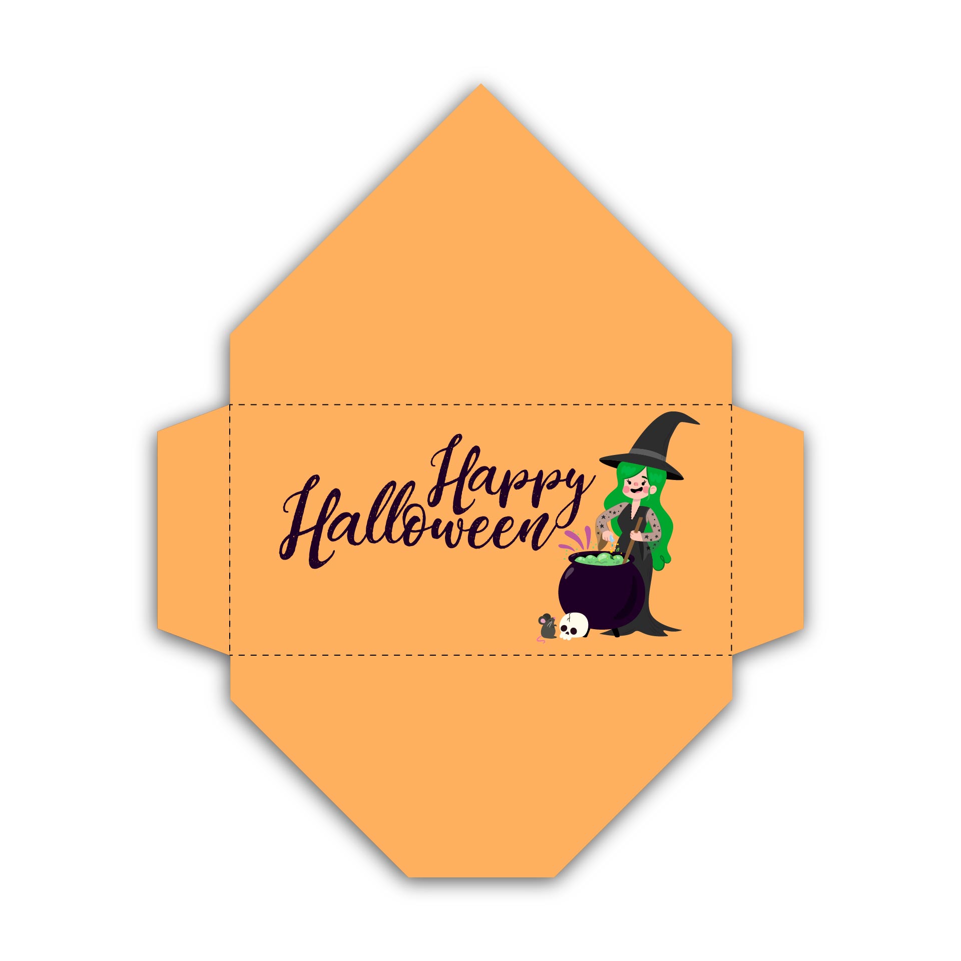 Witch-ed Awesome Halloween DIY Envelope Template Free Printable