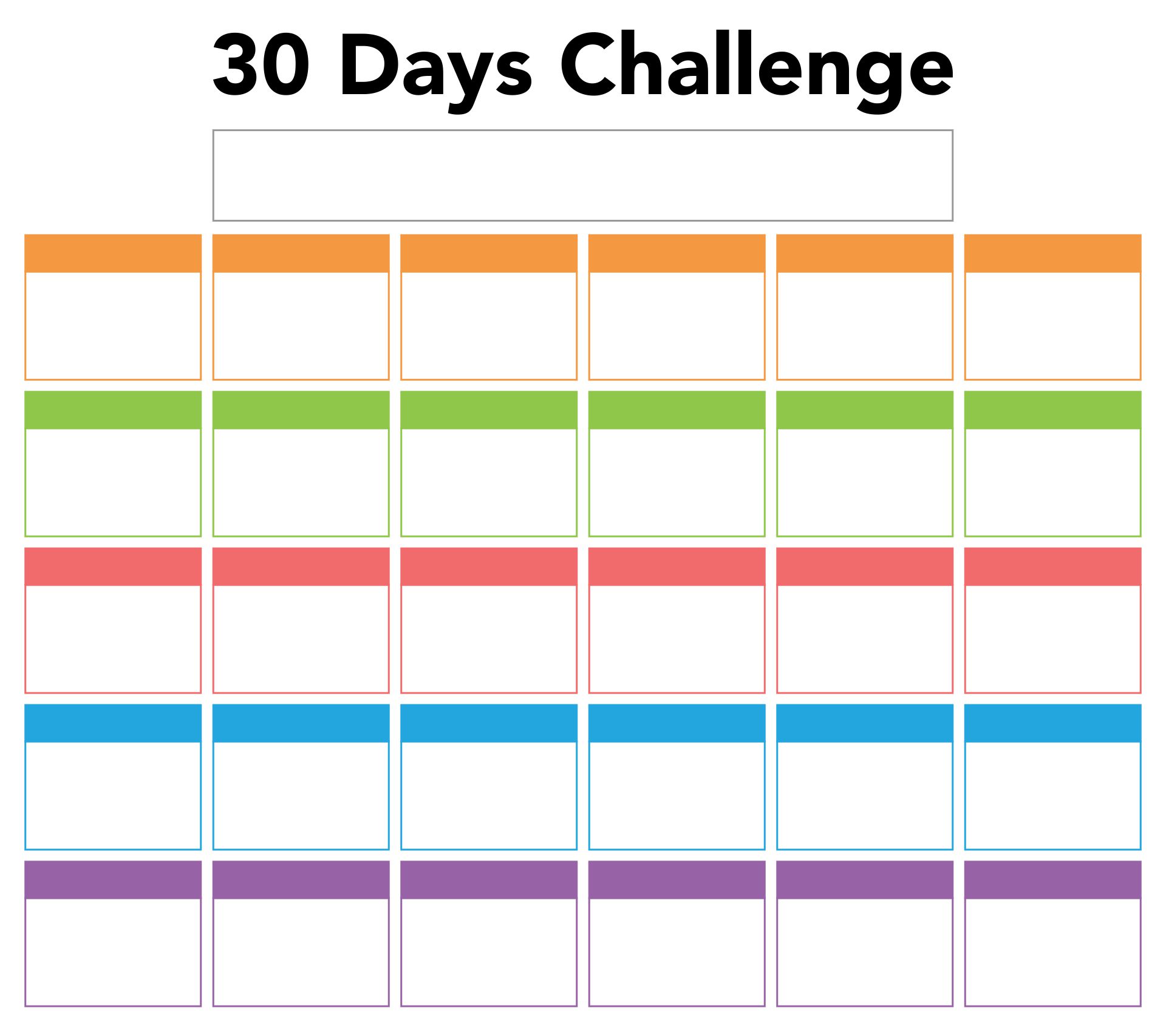 30 Day Challenge Blank Calendar