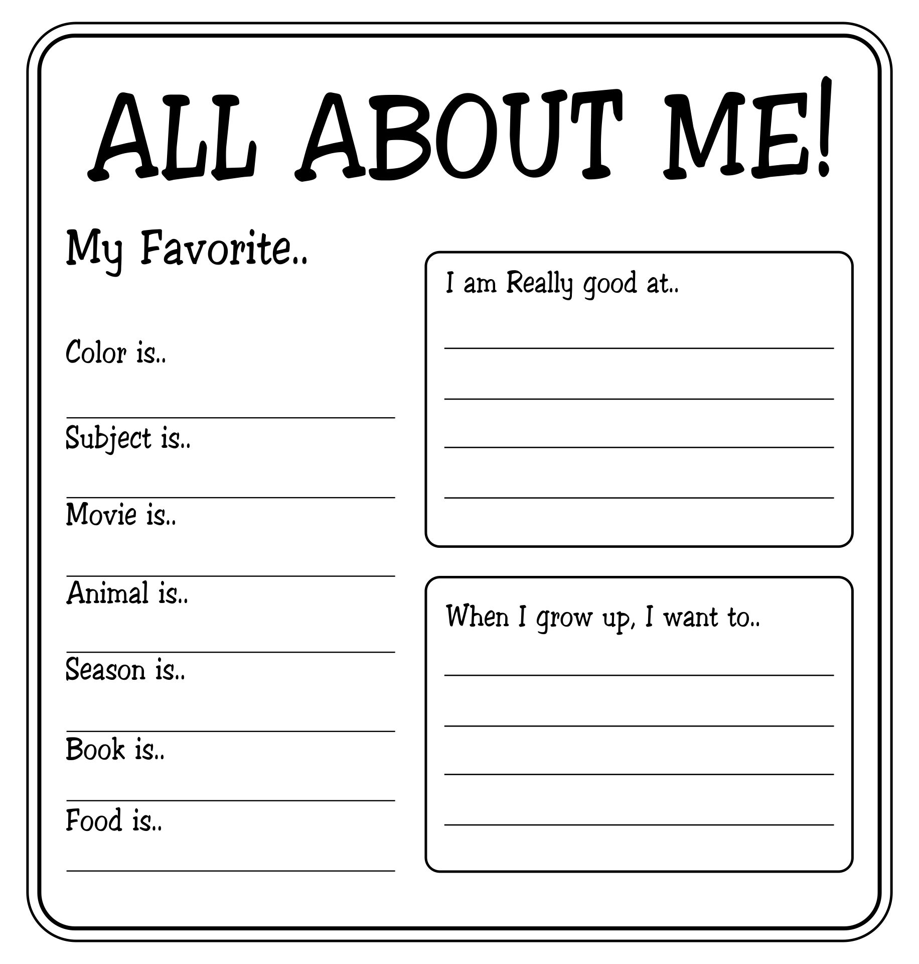 All About Me For Middle School Free Download