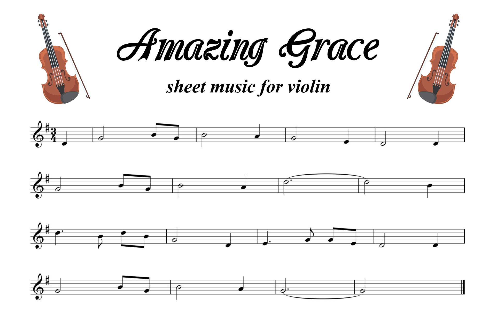 Amazing Grace Sheet Music For Violin