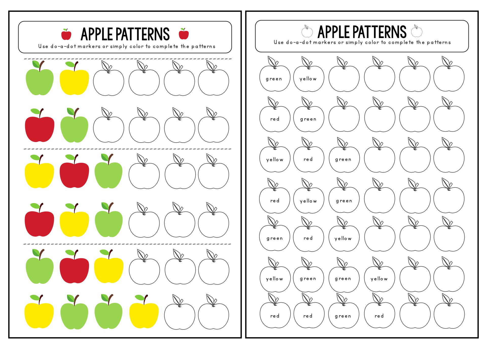Apple Patterns Do-a-Dot Activity