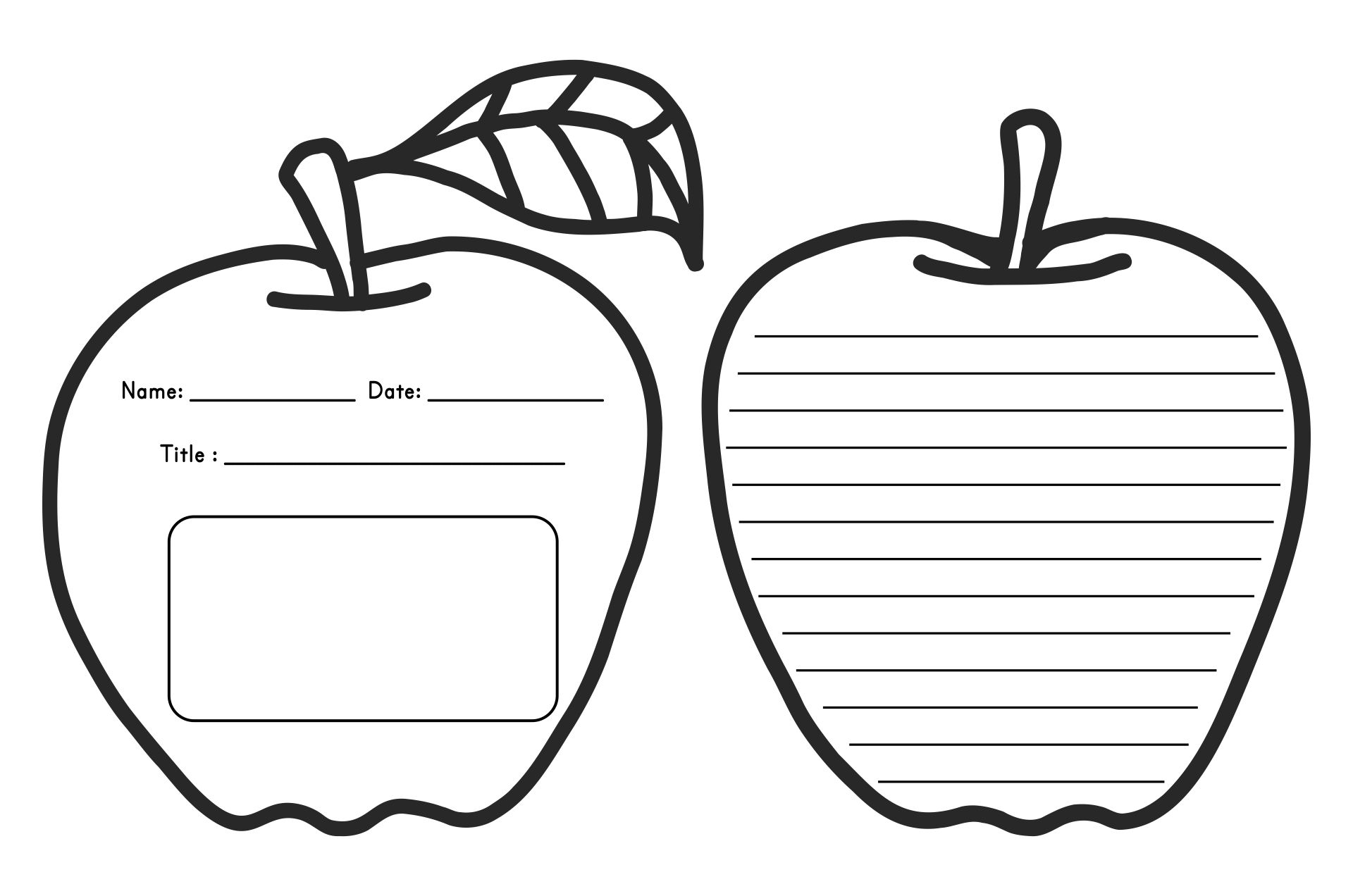 Blank Apple Writing Page Or Shape Book Free Printable