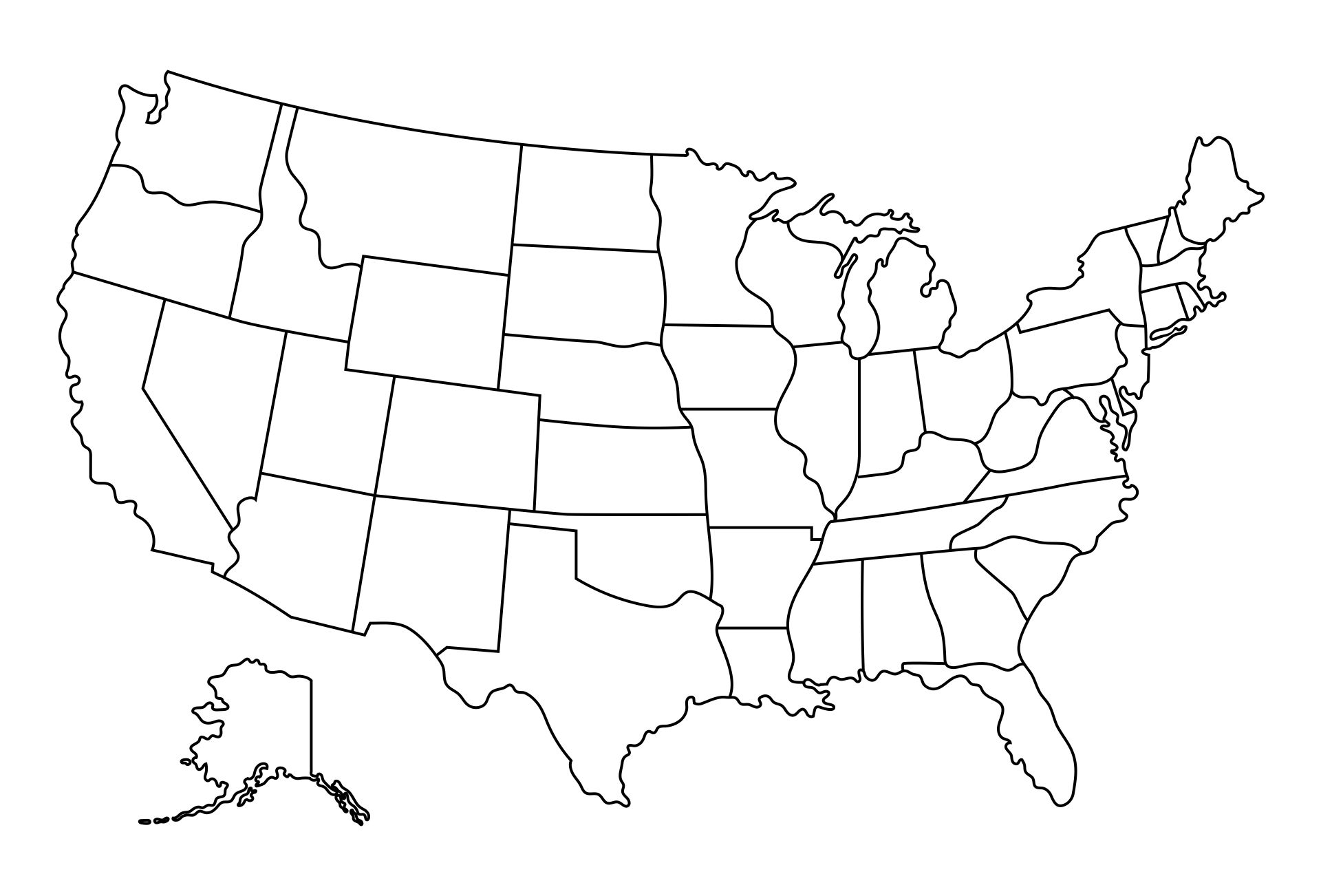 Blank Outline Map Of The United States