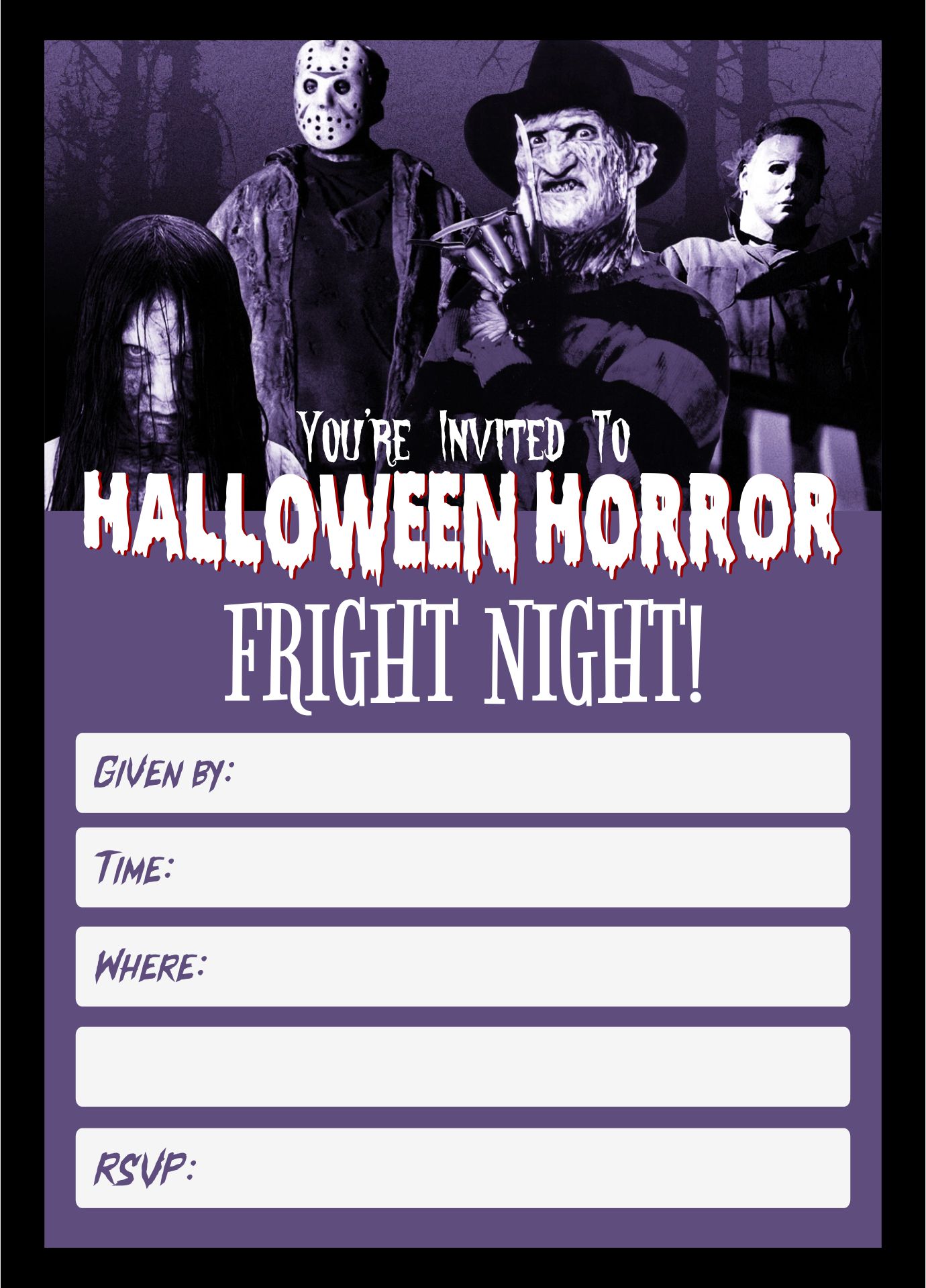 Classic Horror Movie Halloween Invitation Printable