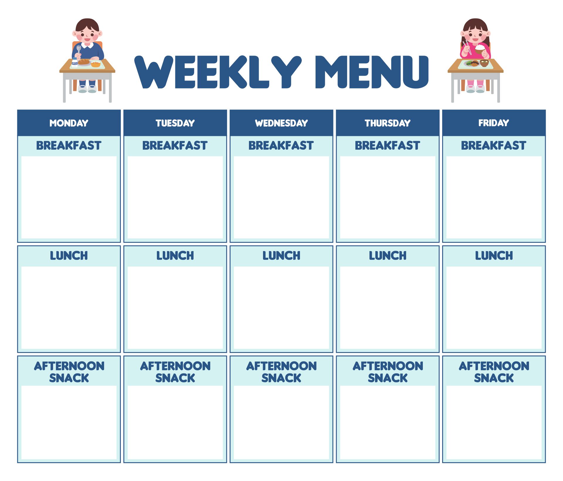 Day Care Food Menu Clipart