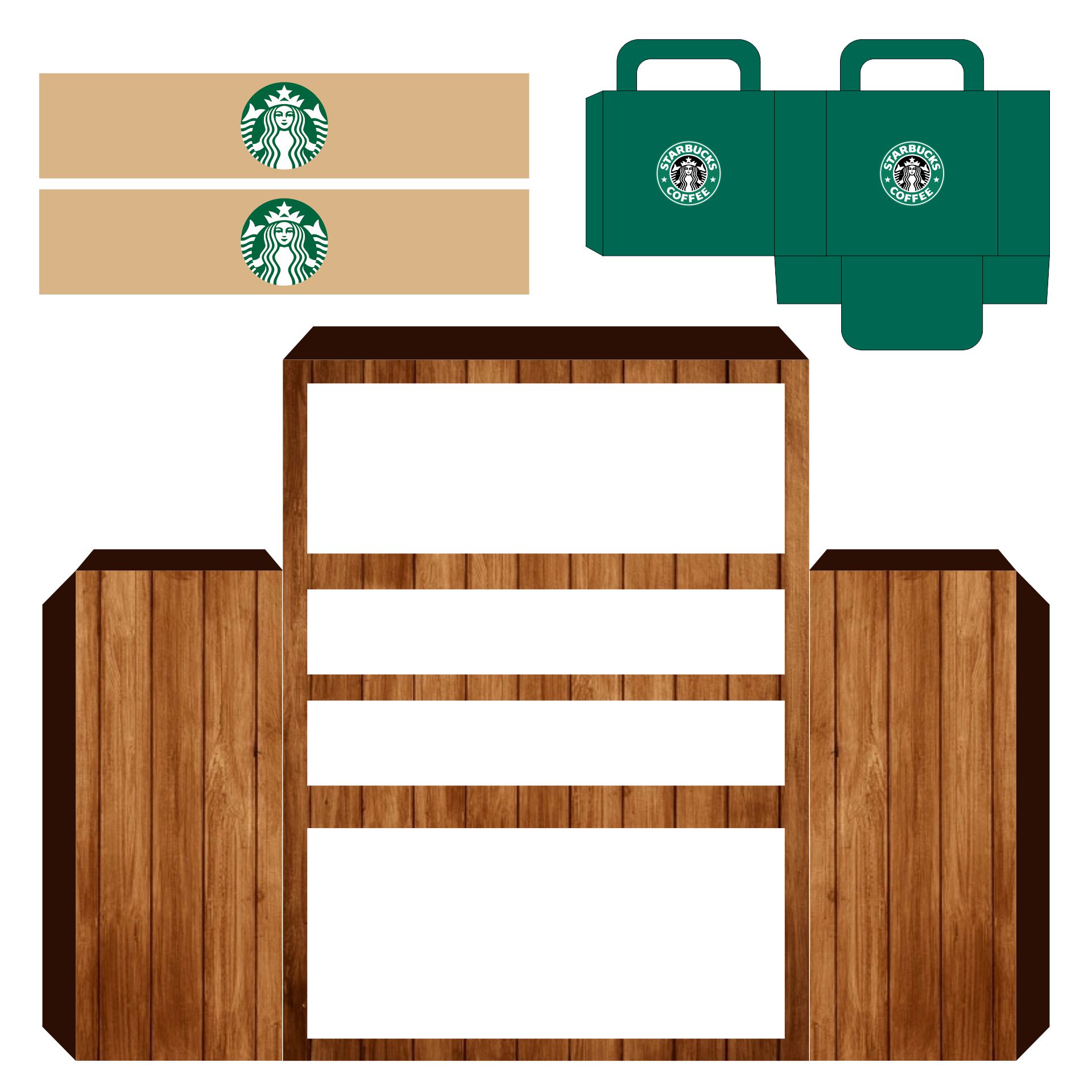 DIY Doll Accessories Mini Starbucks Coffee with Tray 