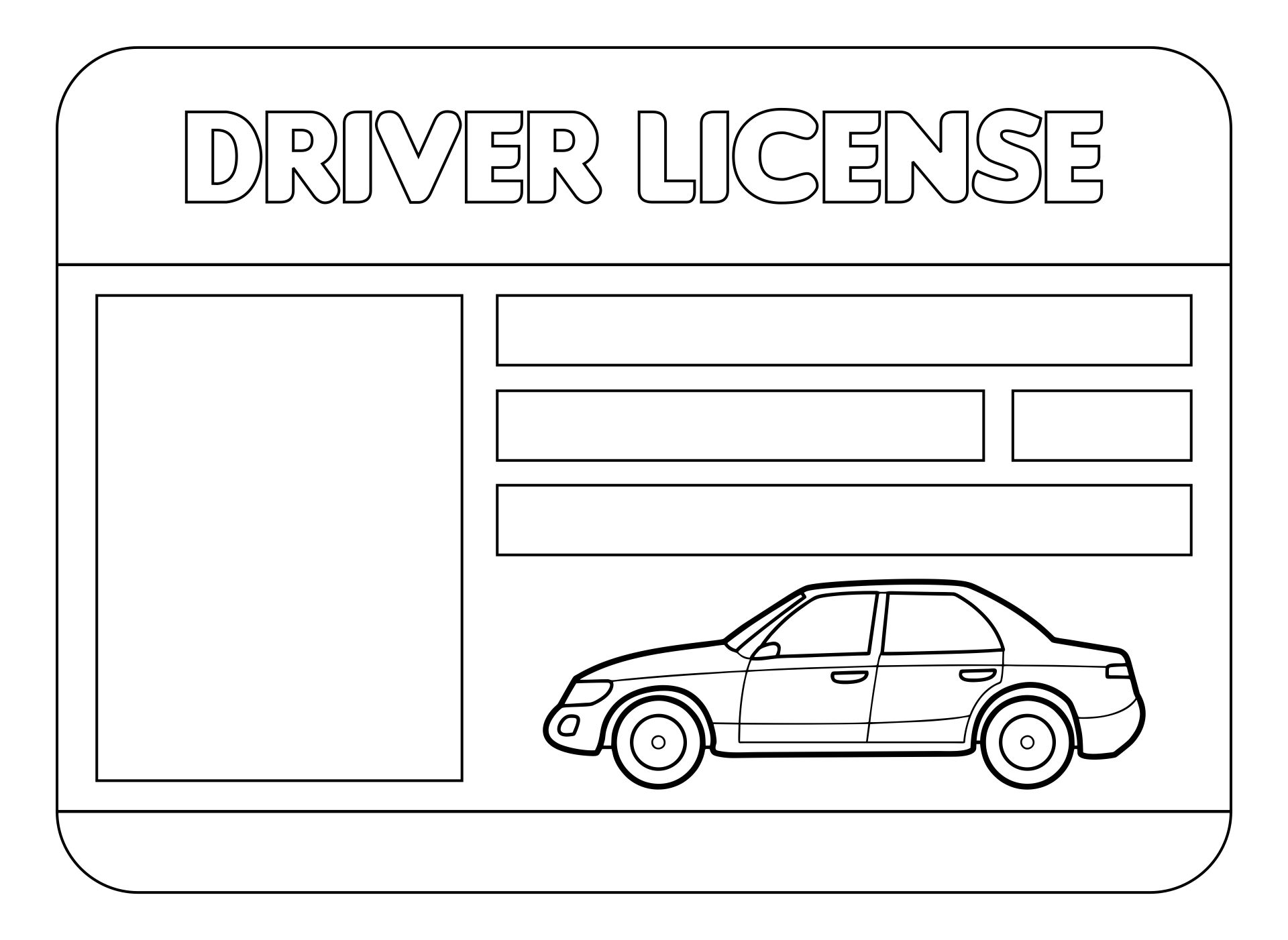 Drivers License Template Coloring Pages