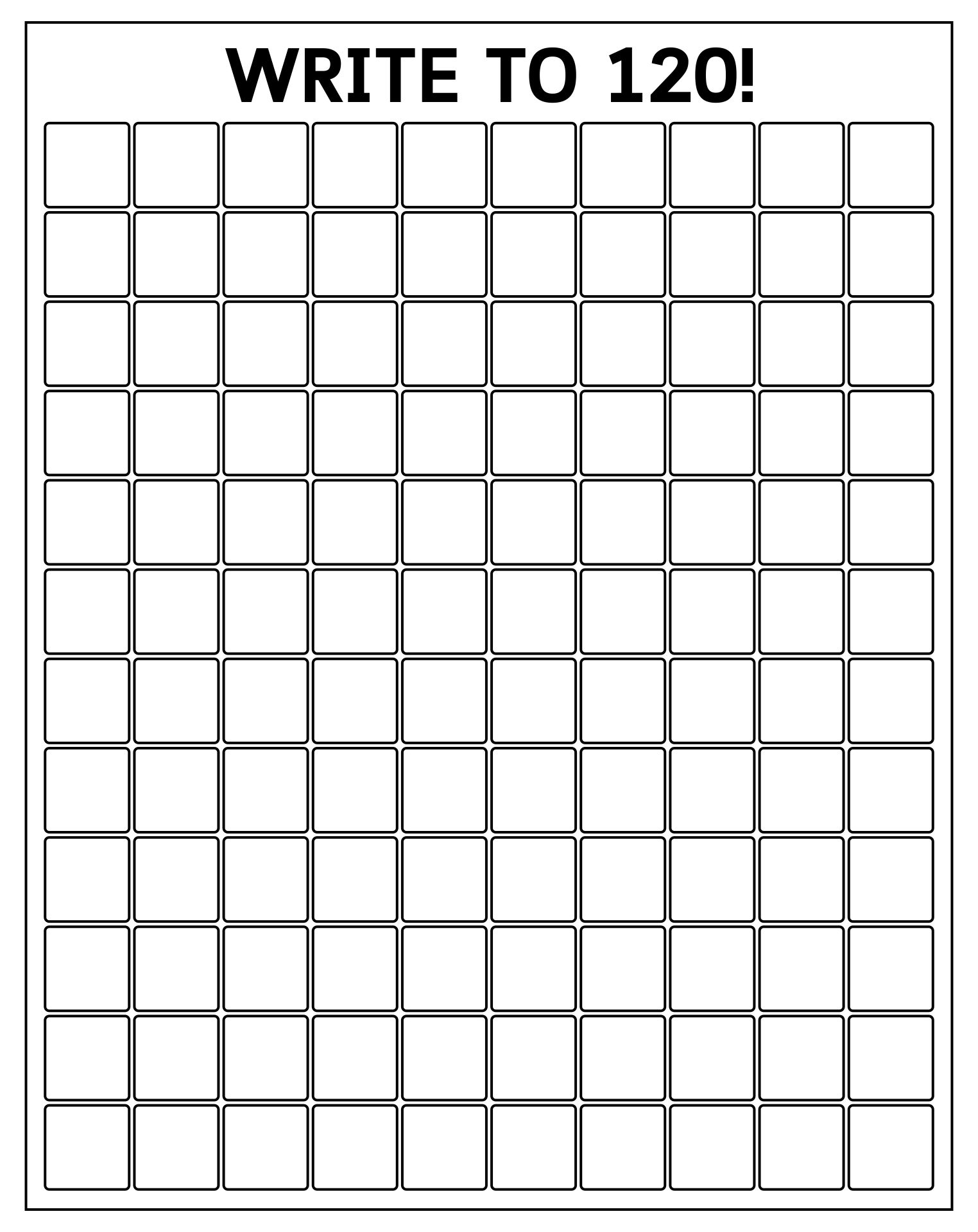 Fill In The Blank 120 Chart Printable