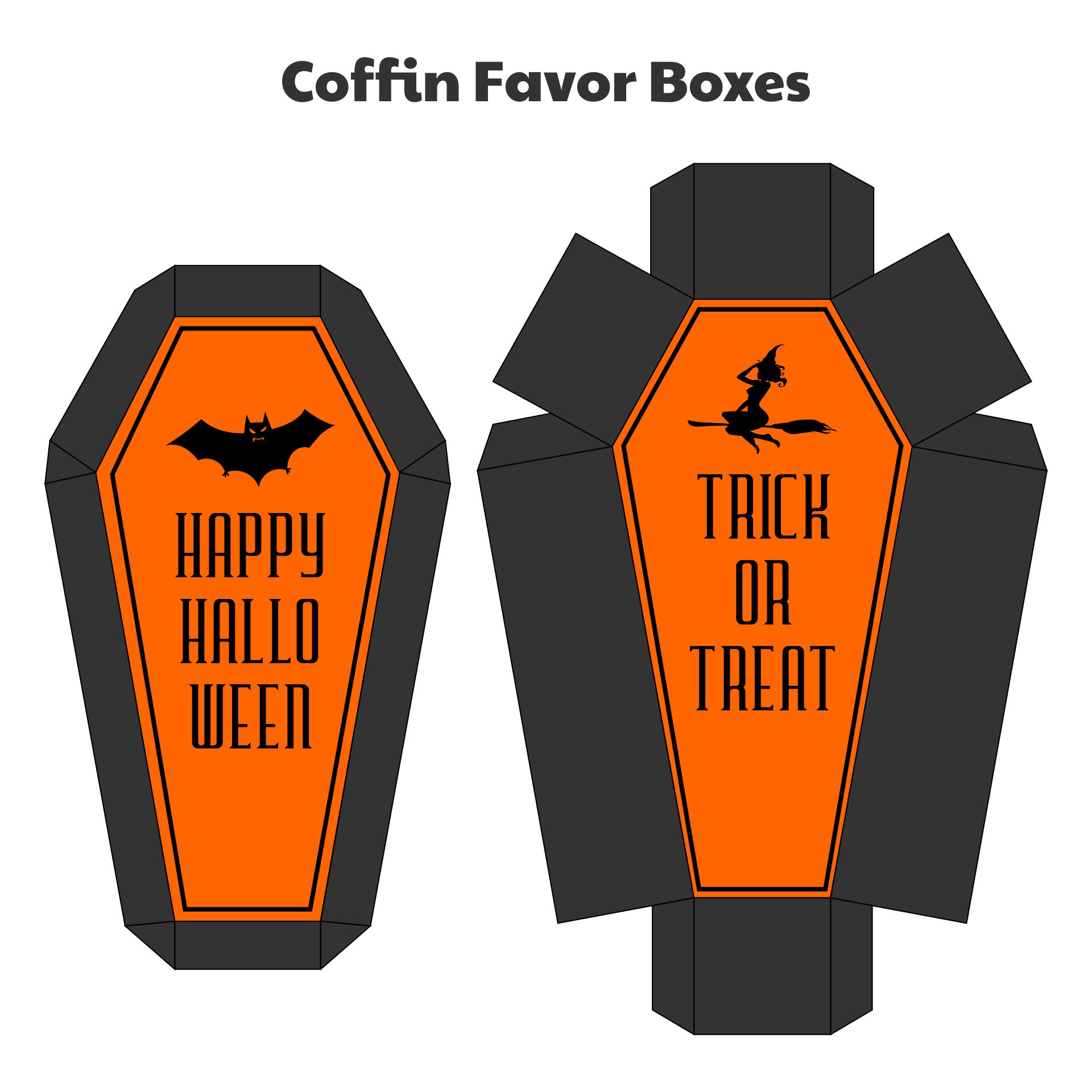 Free Halloween Coffin Favor Boxes Template