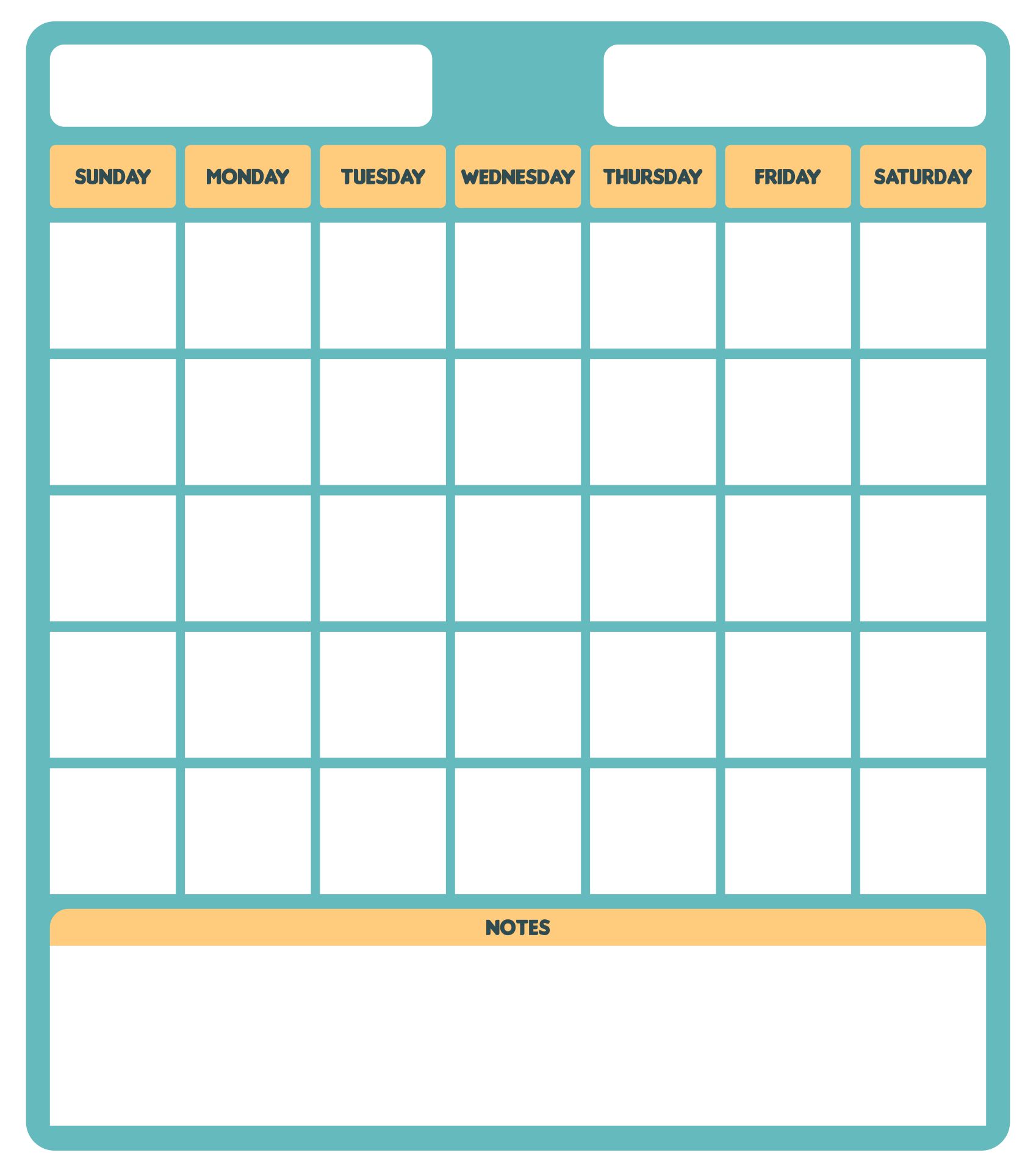 Free Weekly Blank Calendar Template