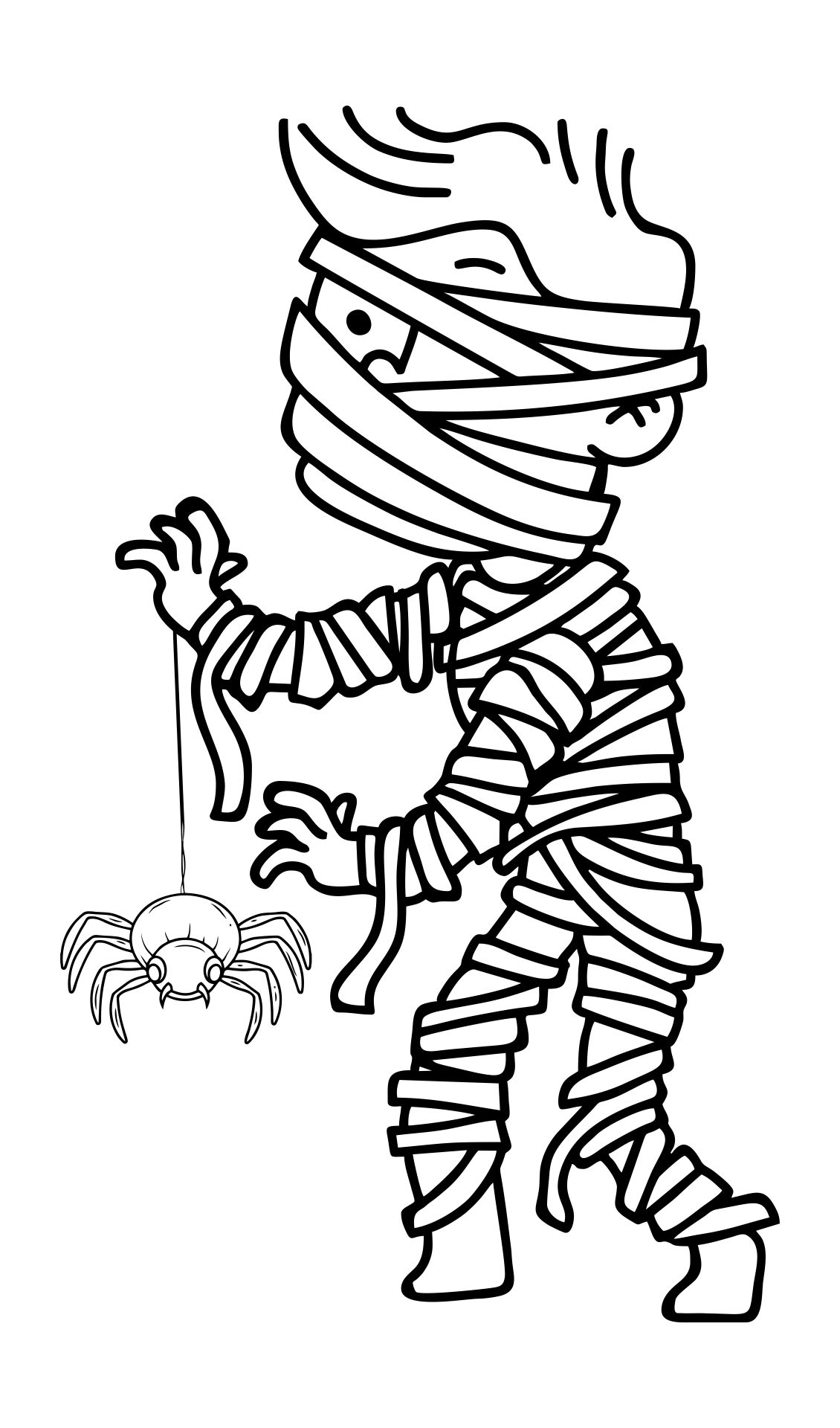 Halloween Mummy And Spider Coloring Page For Kids Printable Free