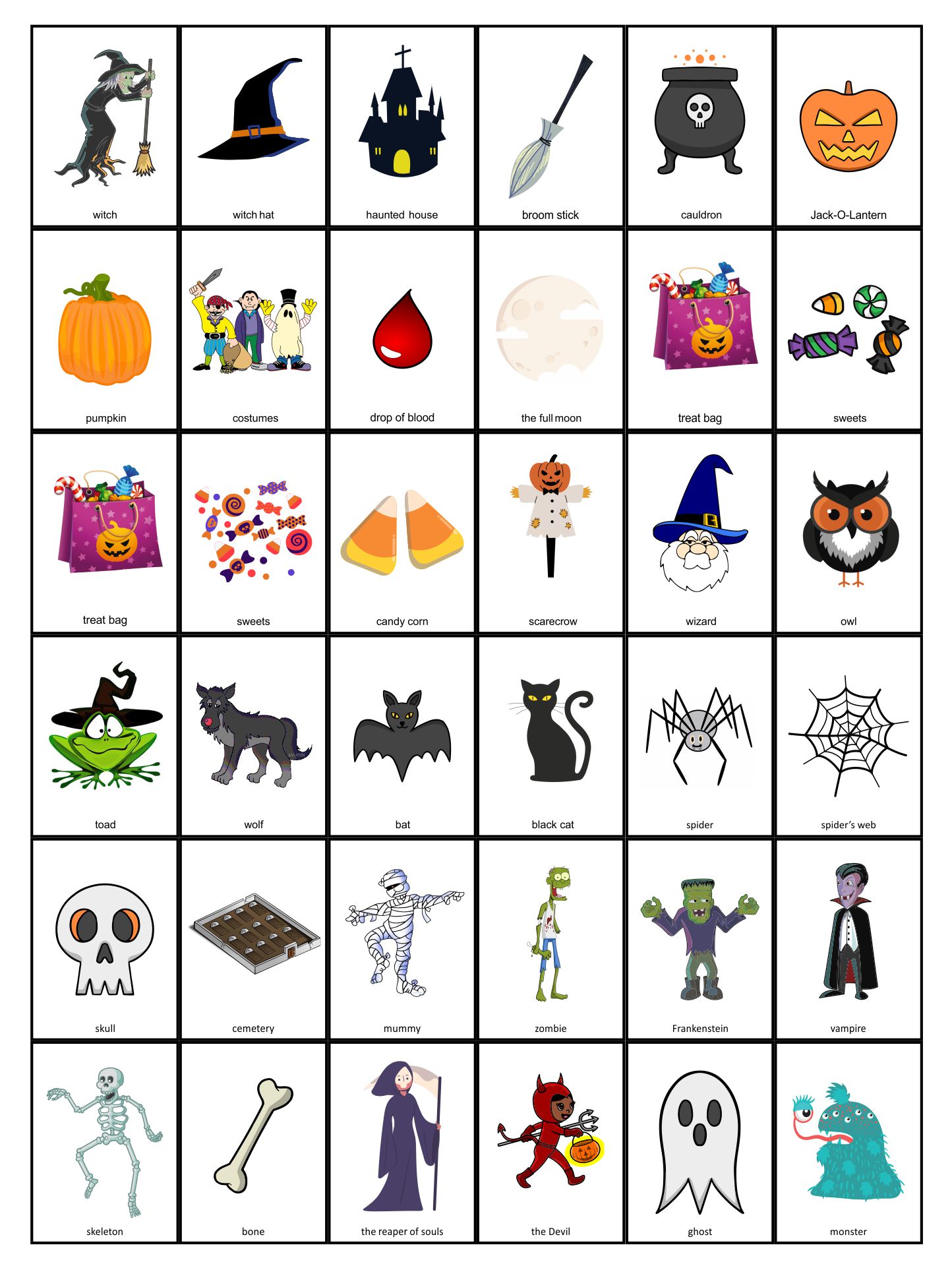 Halloween Picture Word Cards