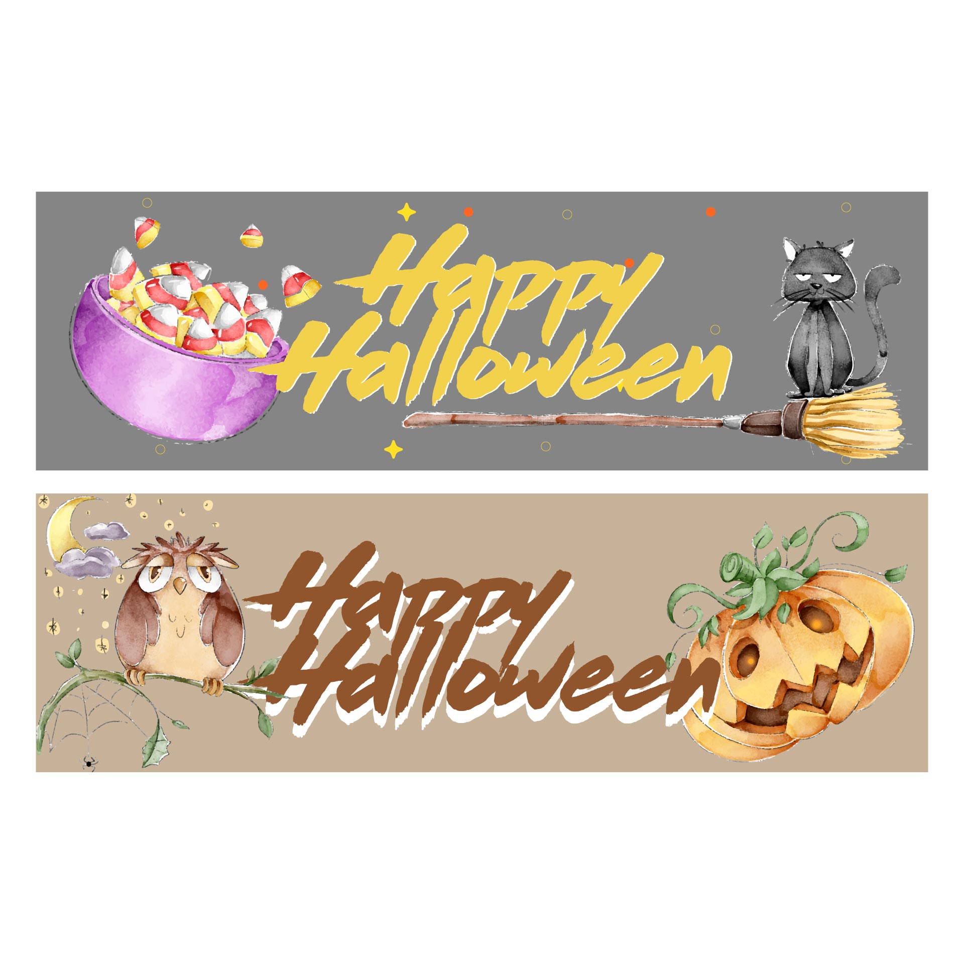 Hand Drawn Halloween Banners Template