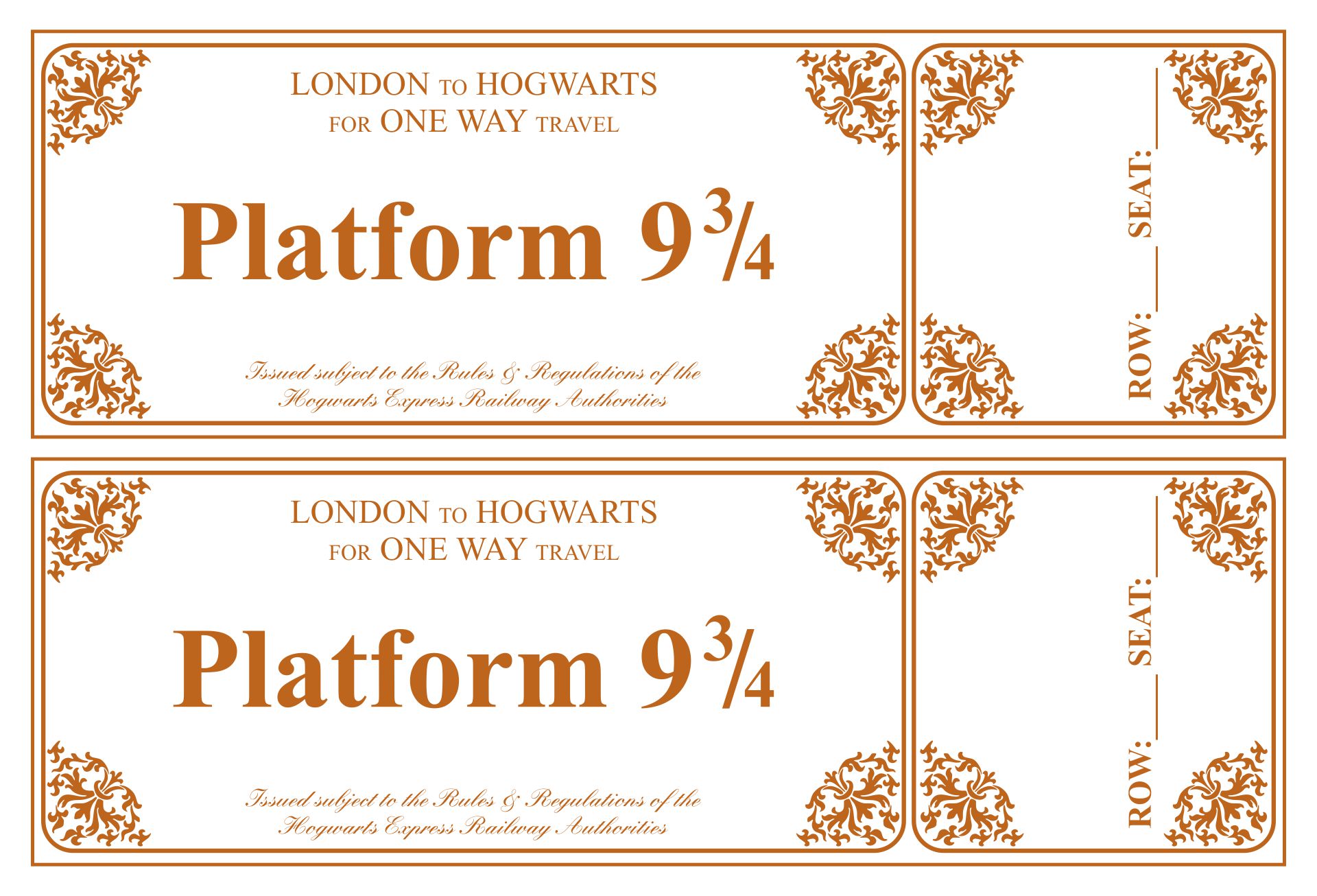 Harry Potter Diagon Alley Map Free Knight Bus Ticket & Hogwarts Express ticket 