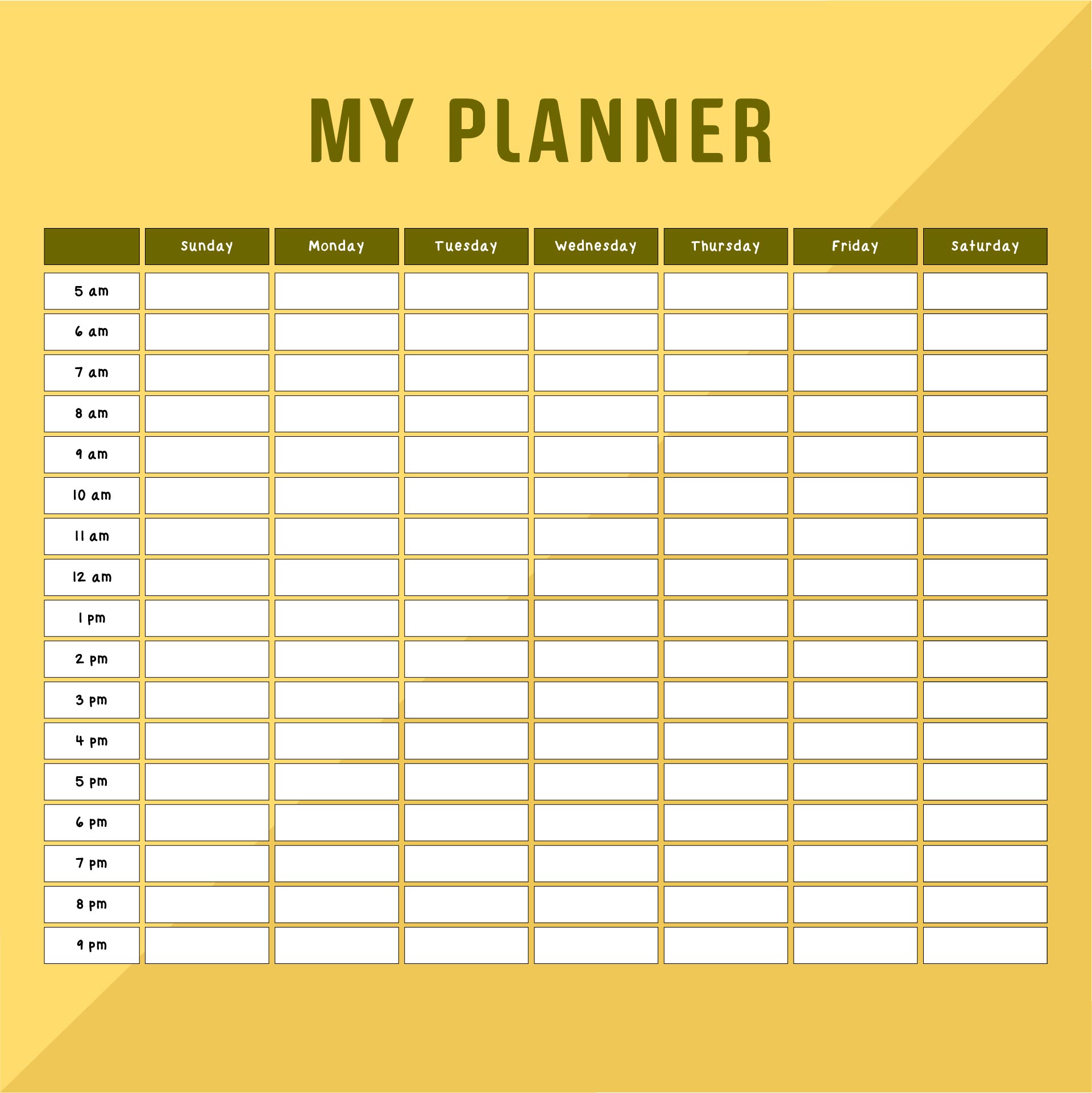 Hourly Weekly Planner Printable Graphic by JustBeYourSelf