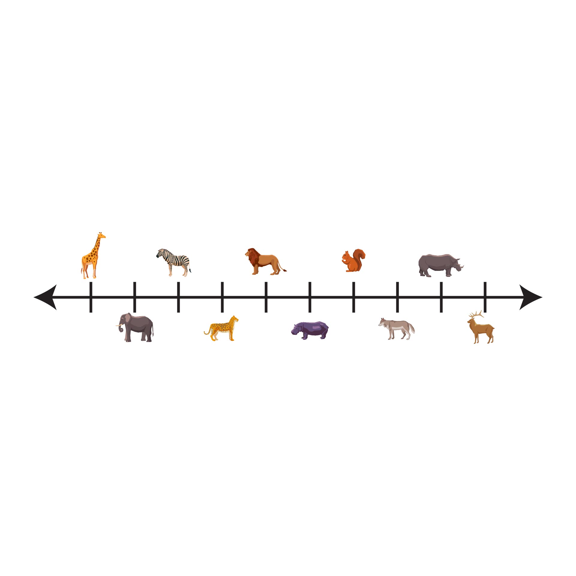 Number Line 1 - 10 African Animals Printable