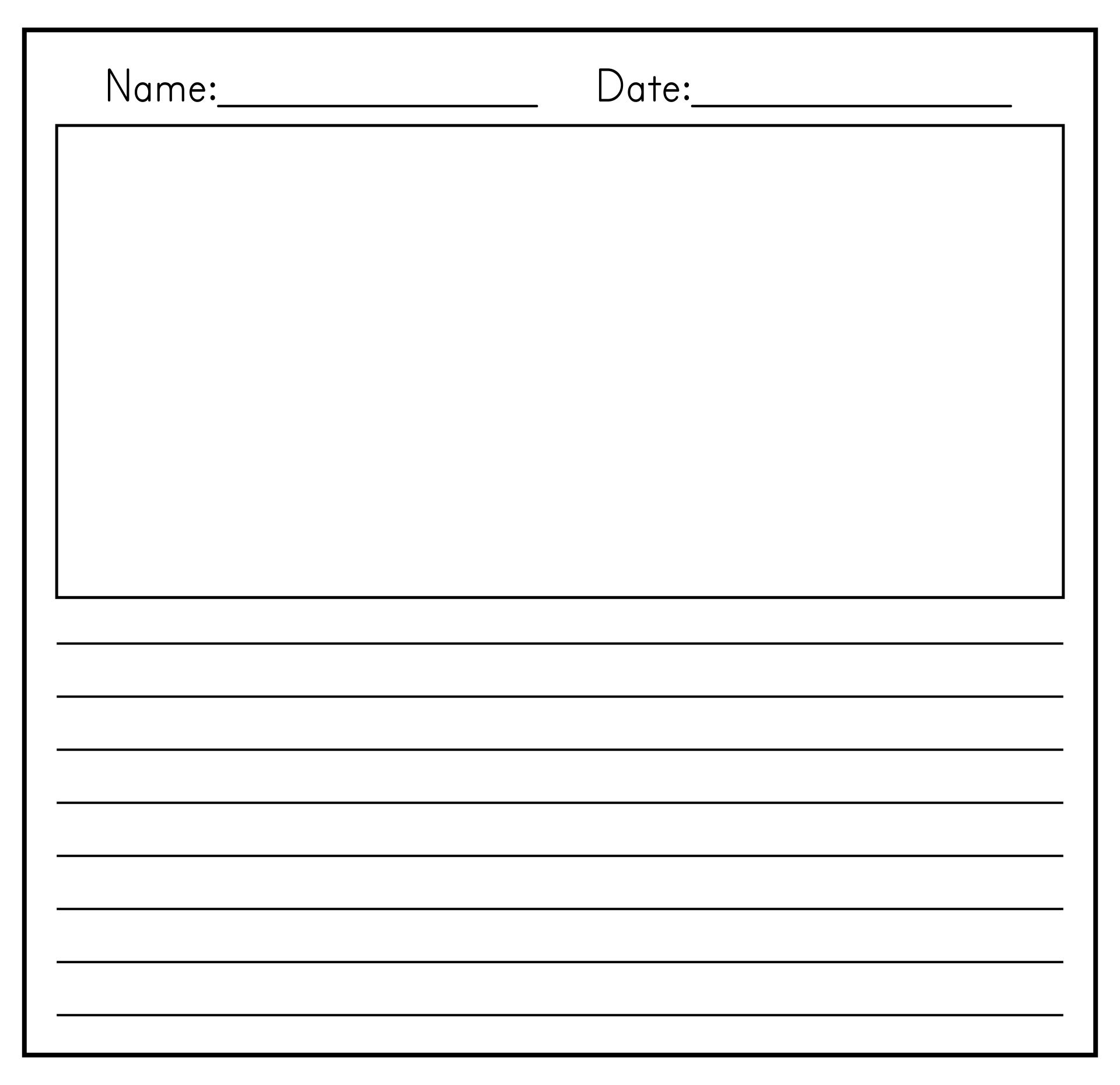 Kindergarten Writing Paper - Lined Paper with Boxes for Pictures