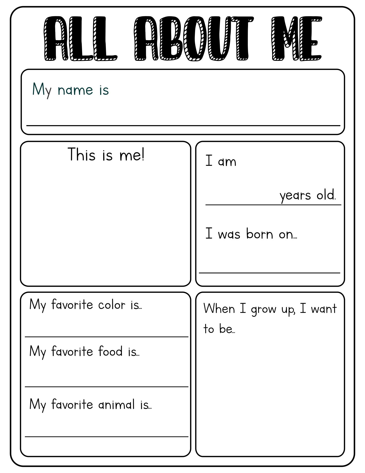 Printable All About Me Worksheets For Teens