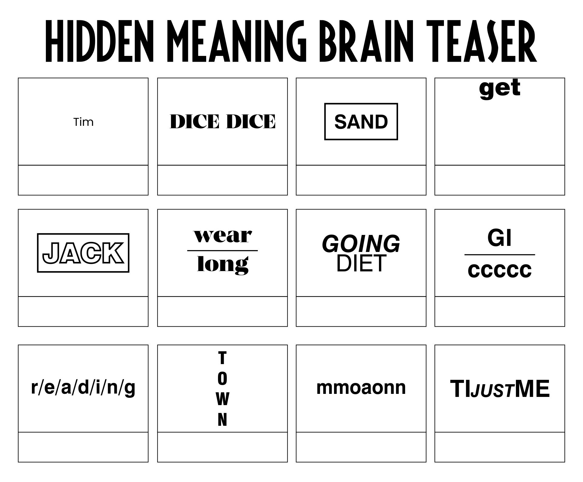 Printable Another Hidden Meaning Brain Teaser Game