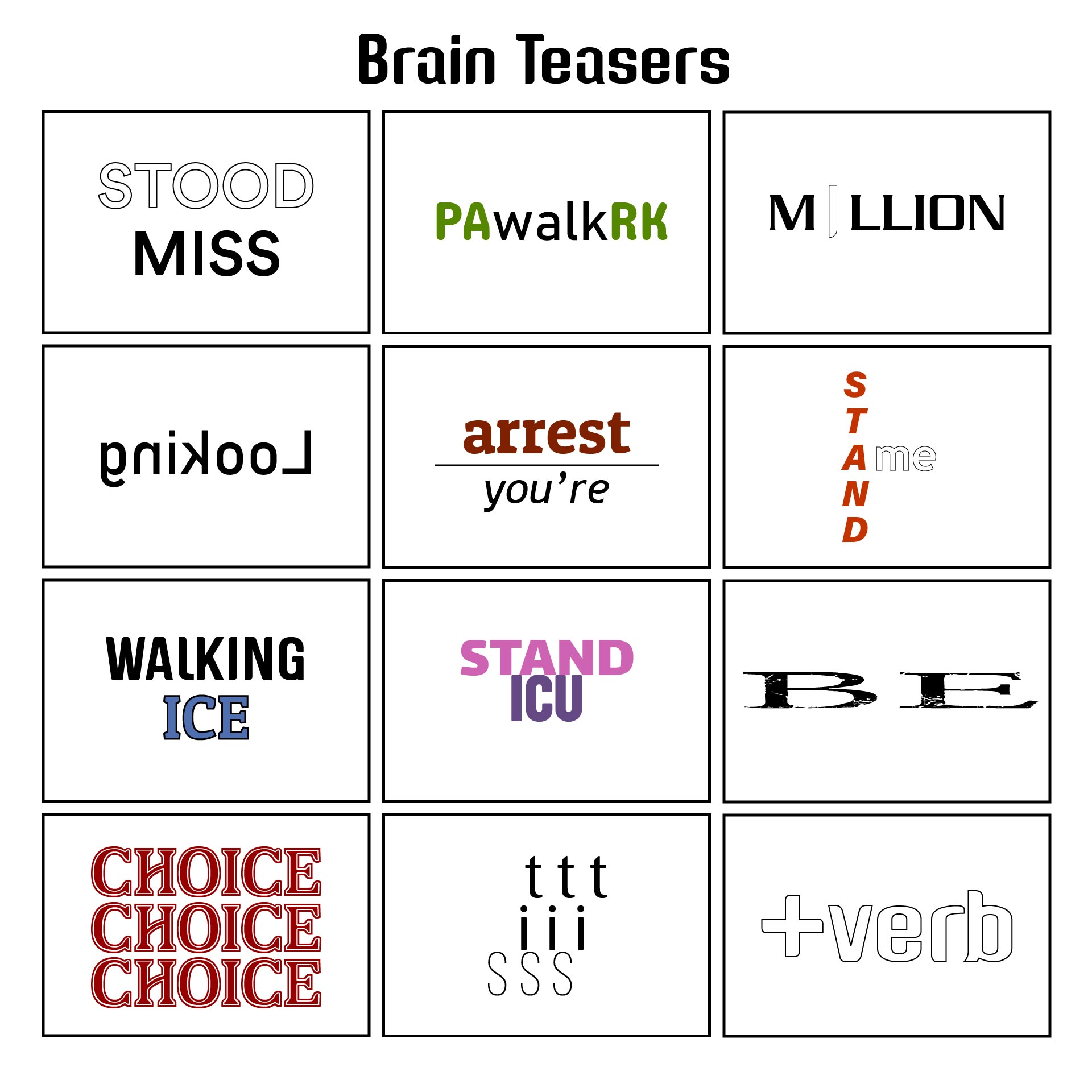 Printable Brain Teasers Puzzle Worksheet