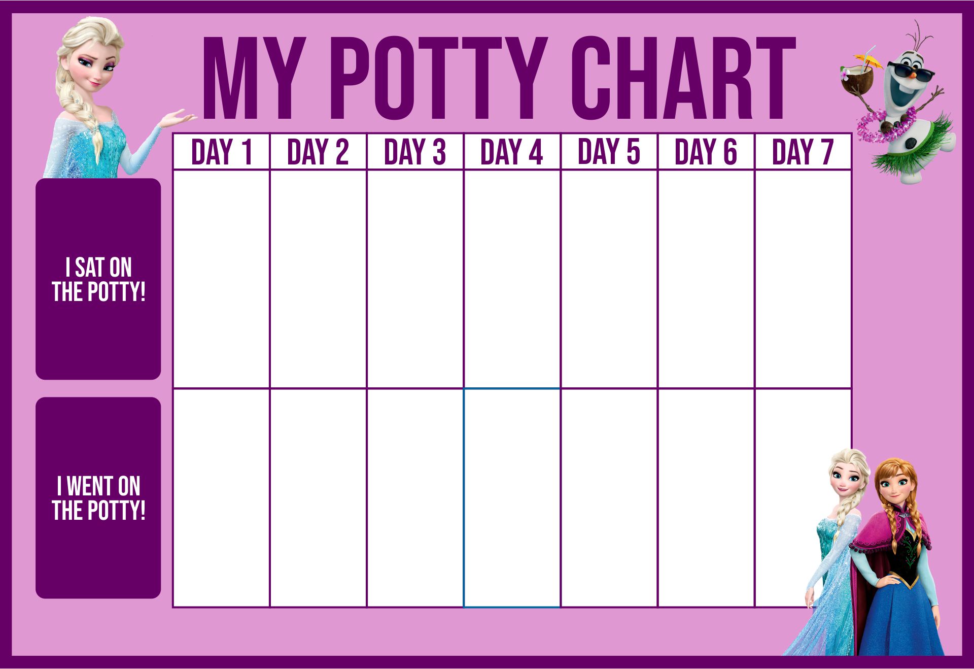 Printable Frozen Potty Chart Sign Purple