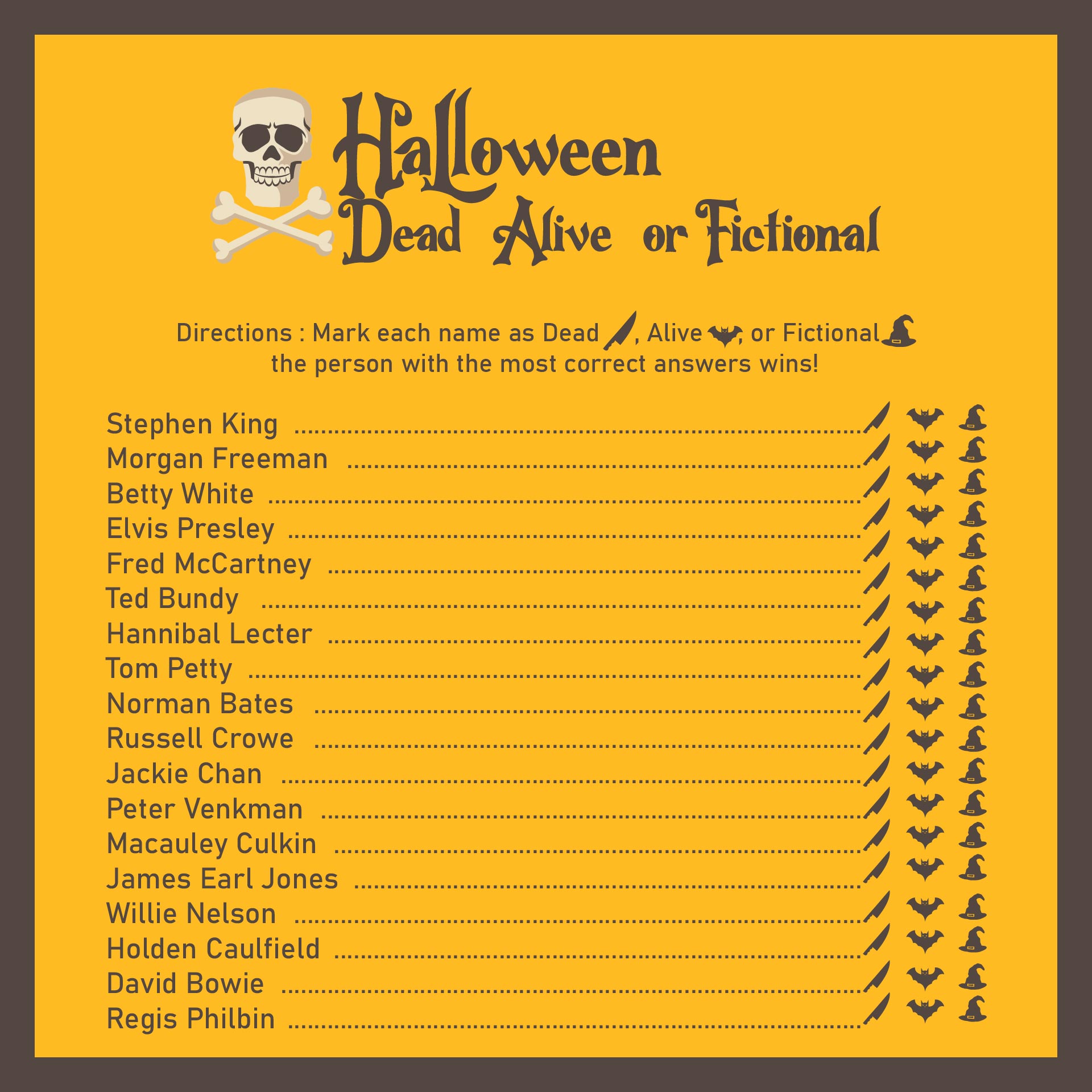 Printable Halloween Party Games For Adults