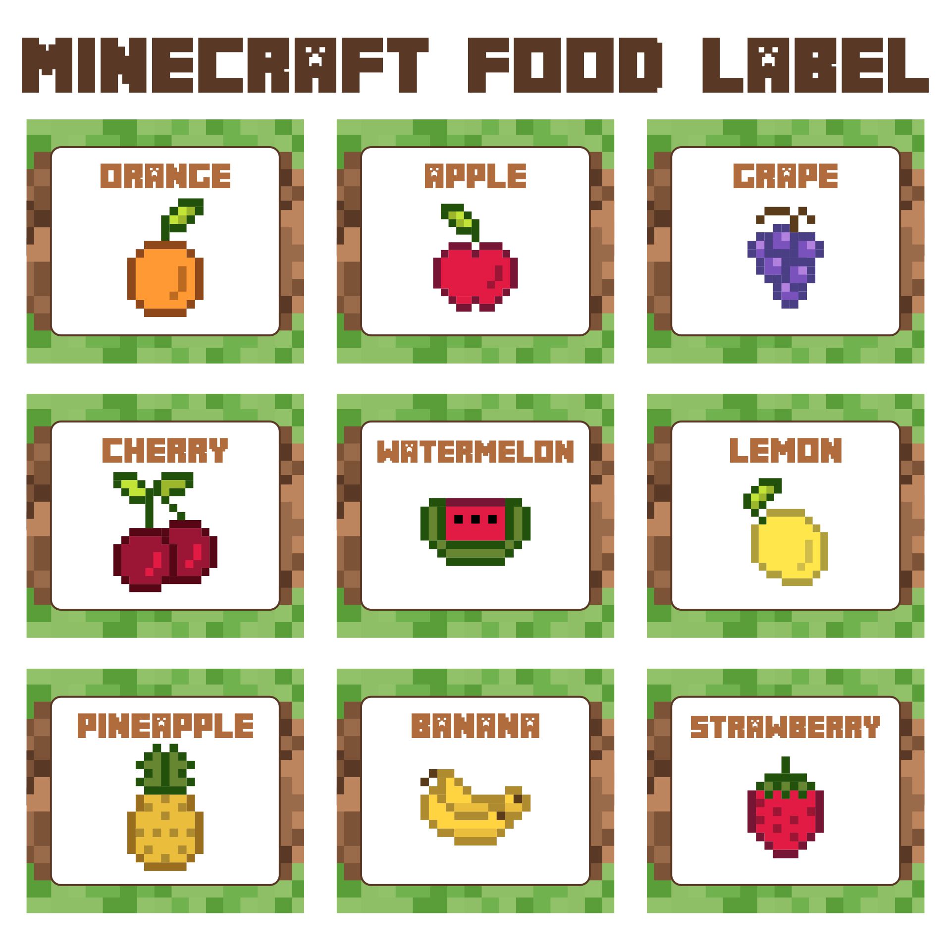 Printable Minecraft Food Label Template