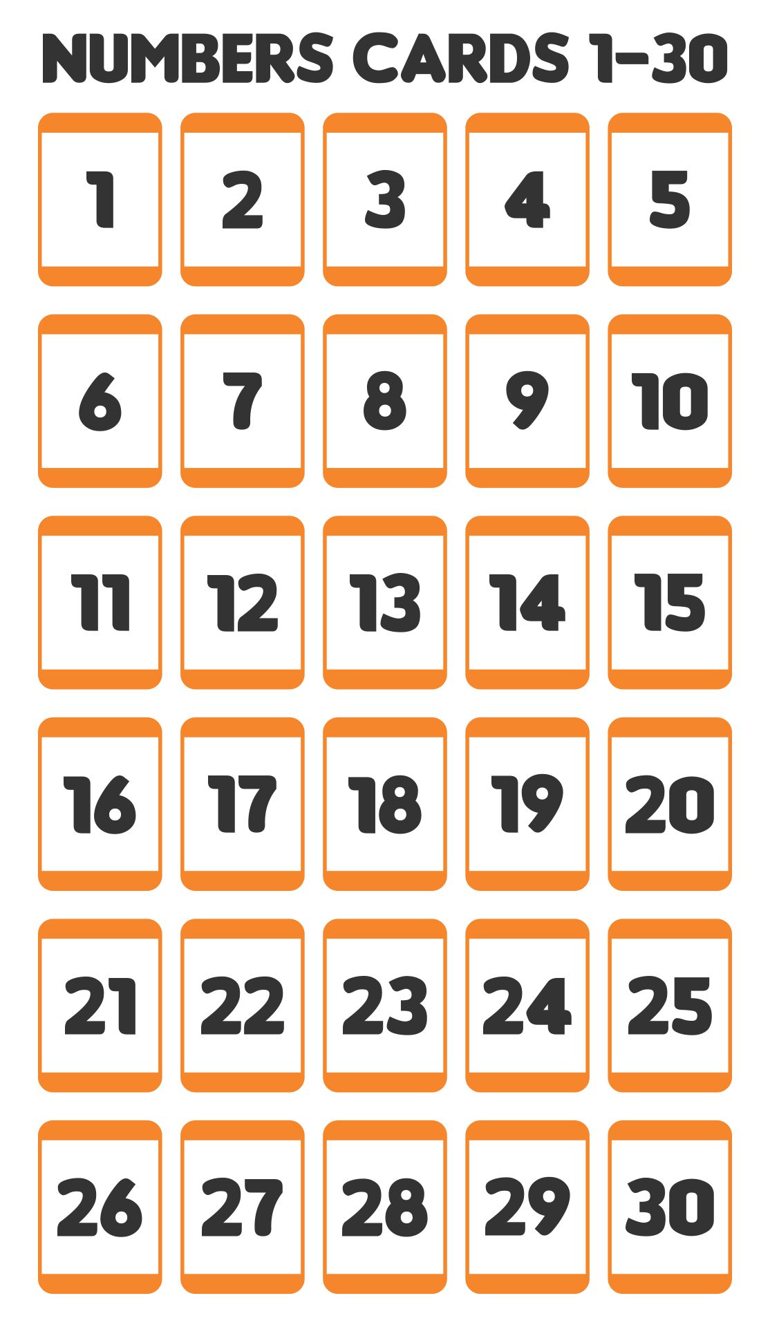 Printable Number Cards 1-30 To Print