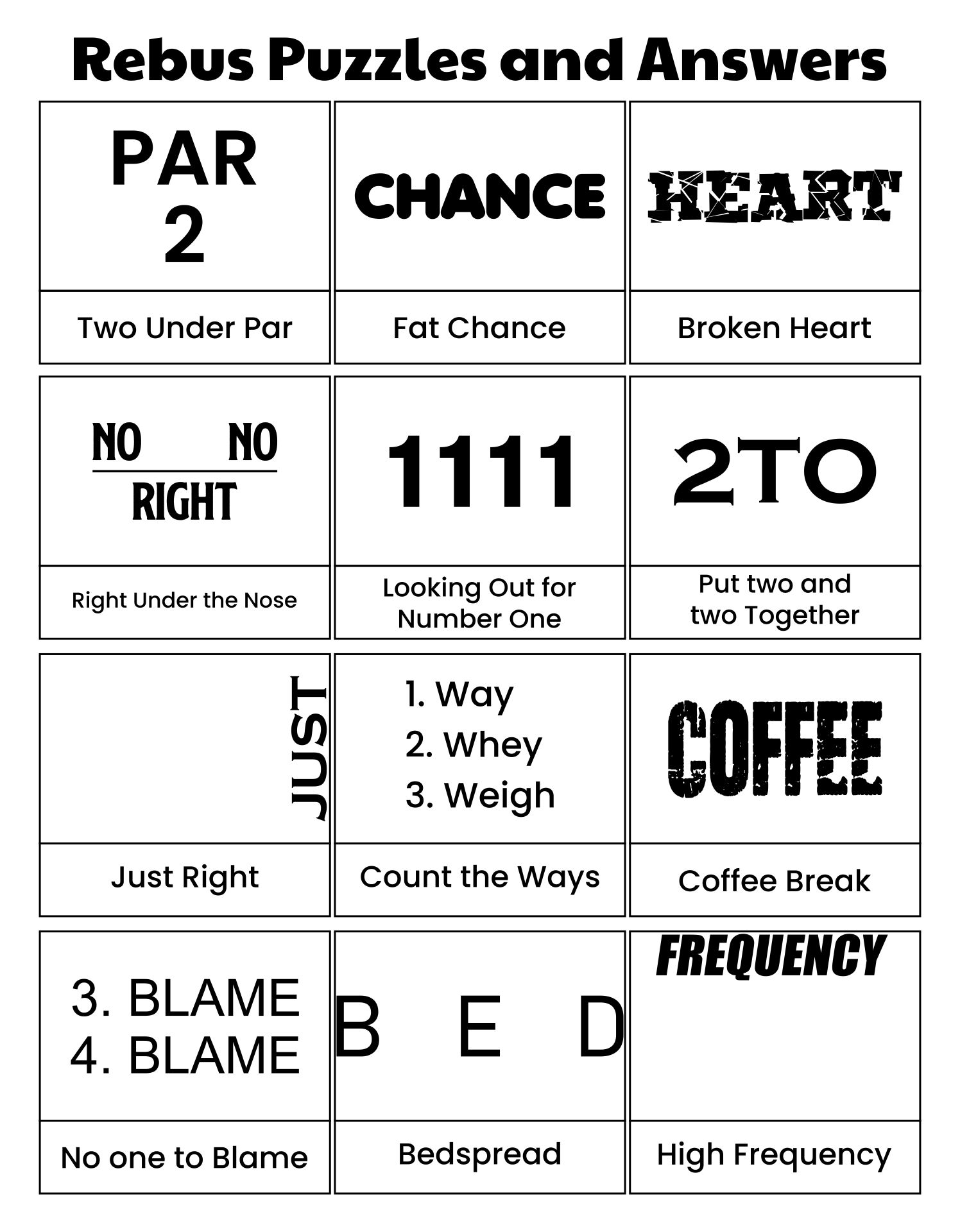 Printable Rebus Puzzles And Answers