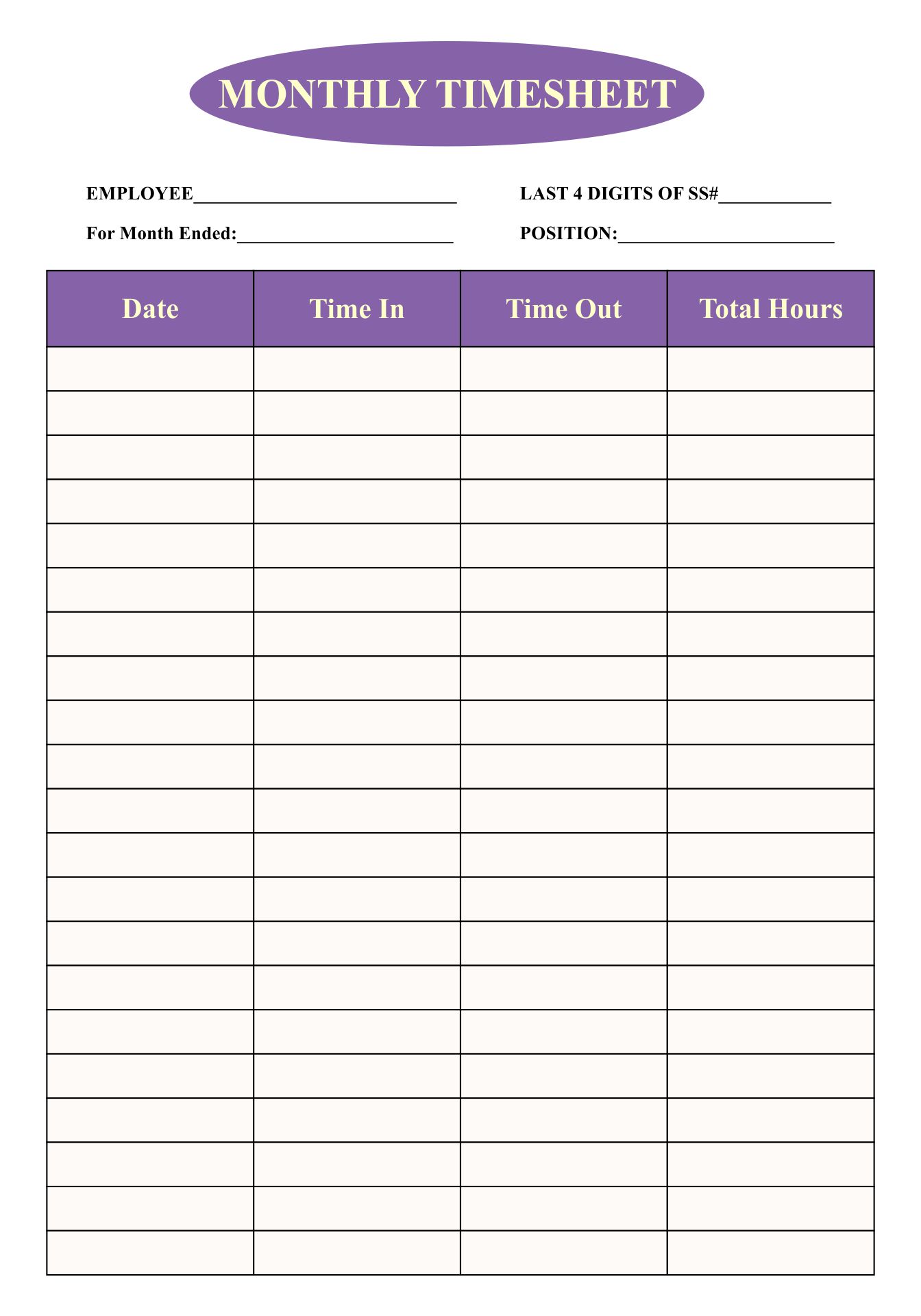 10 best blank printable timesheets printablee com