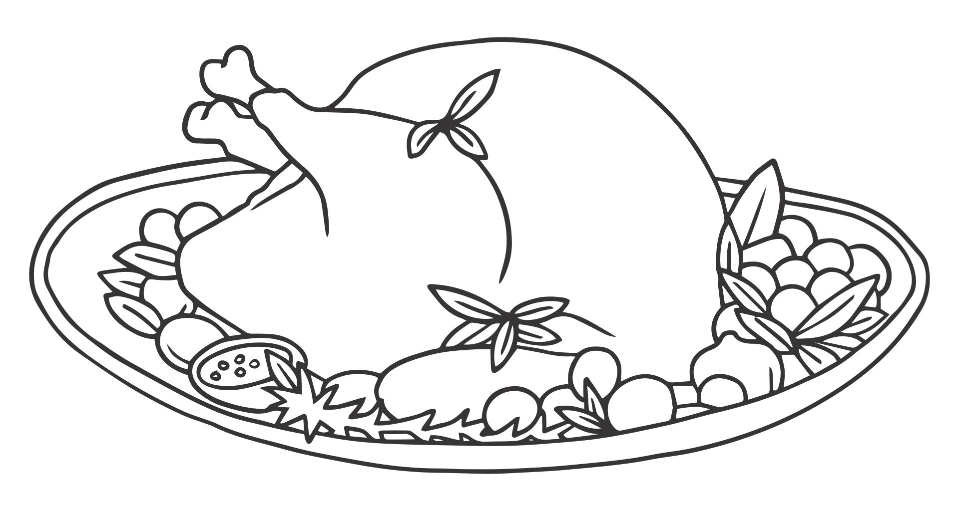 Printable Thanksgiving Dinner Feast Coloring Pages