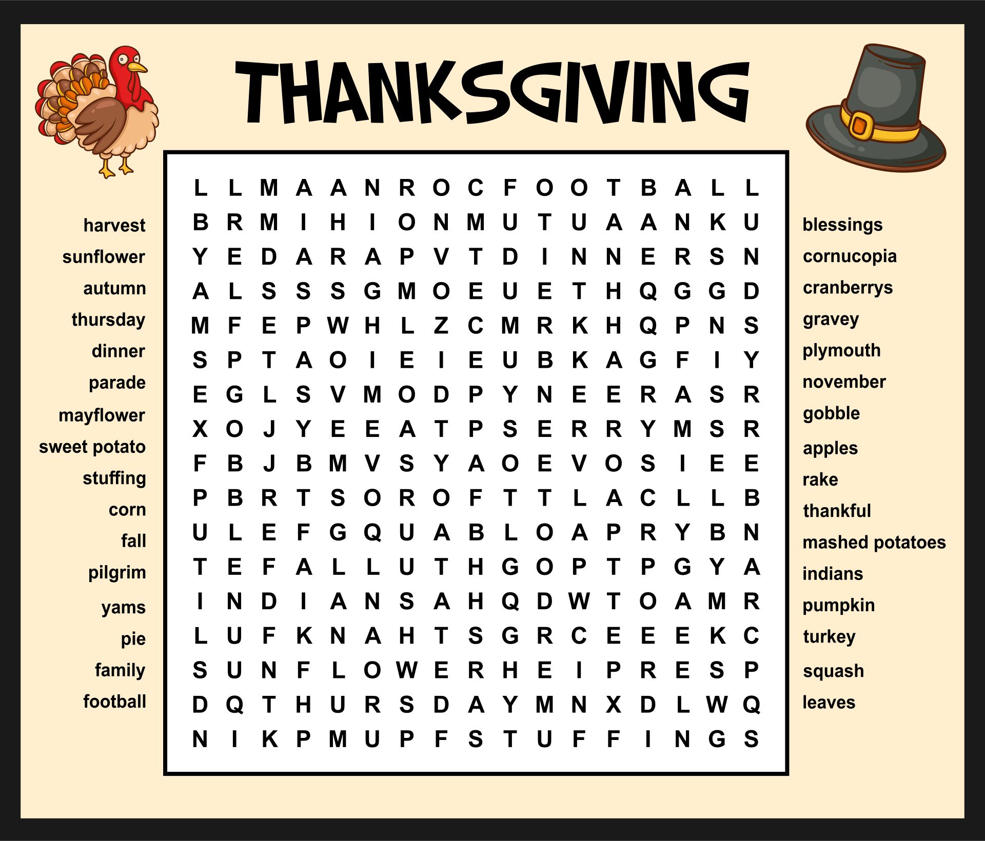 Printable Thanksgiving Word Search Puzzles For All Ages