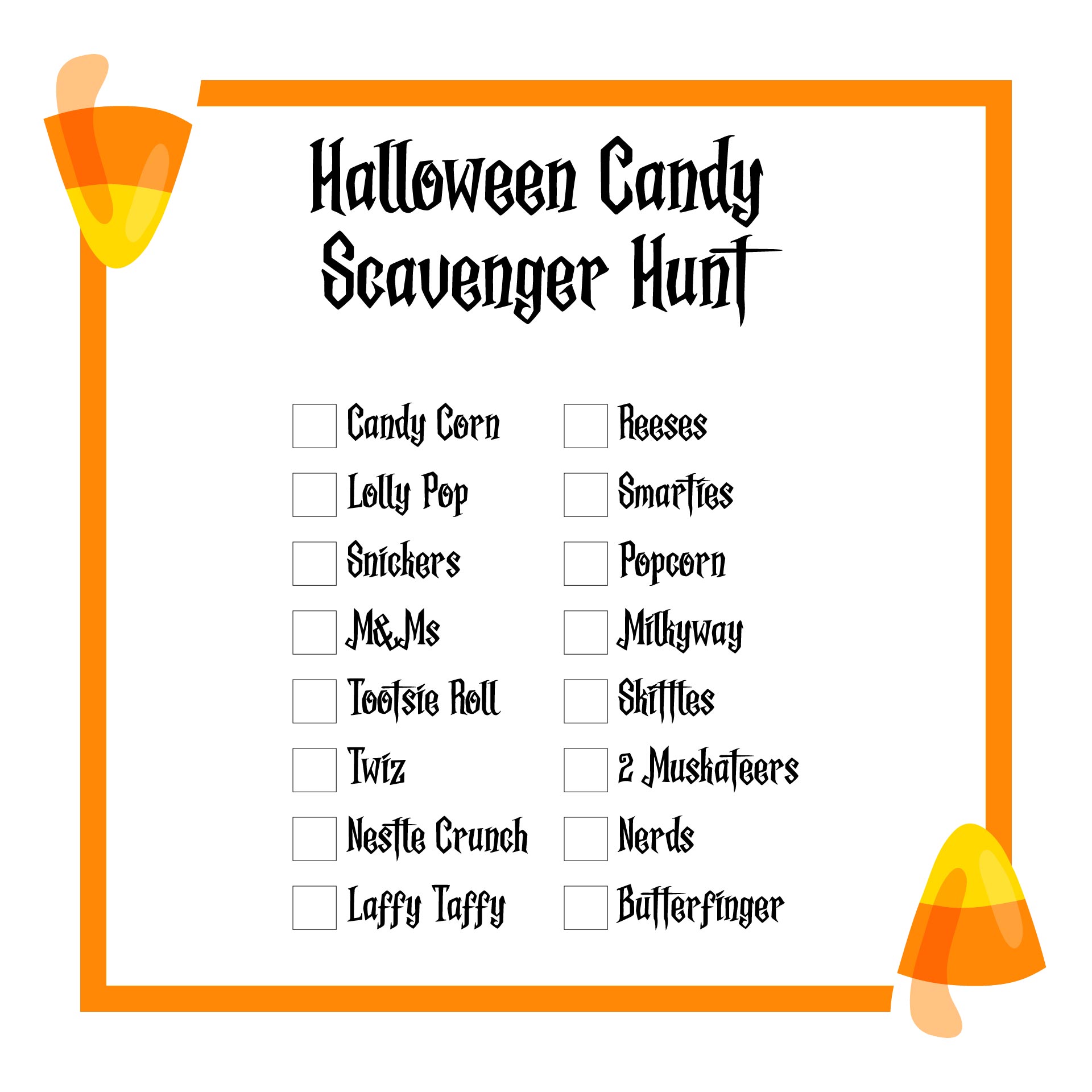 Printable Trick Or Treat Candy Game