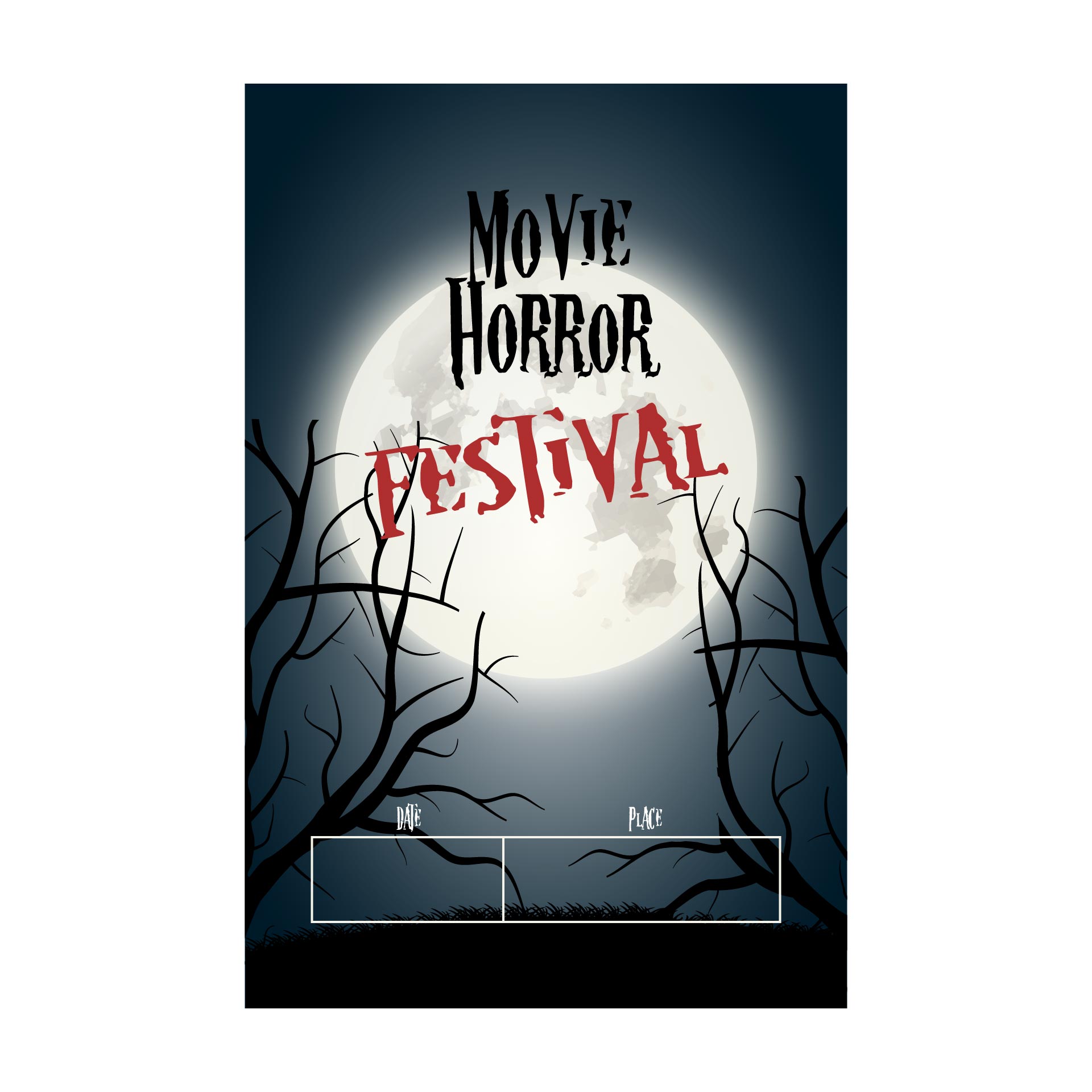 Printable Vector Poster For Horror Film Night