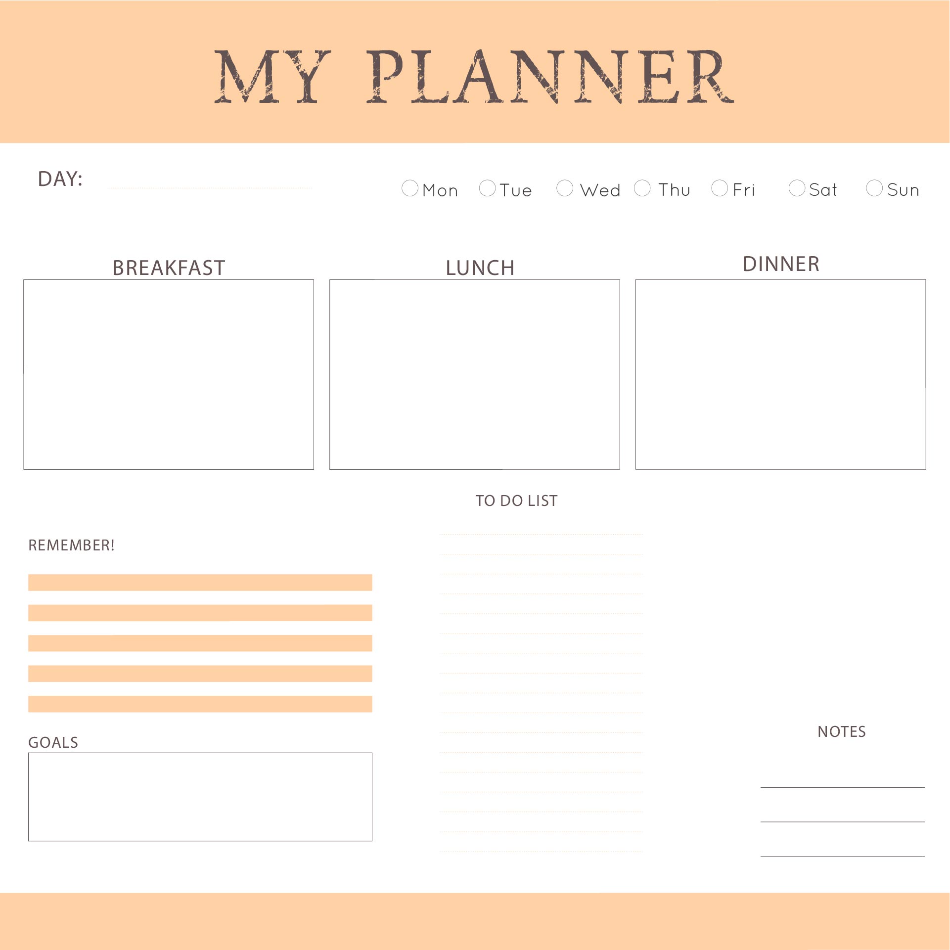Printable Weekly & Hourly Planner Template