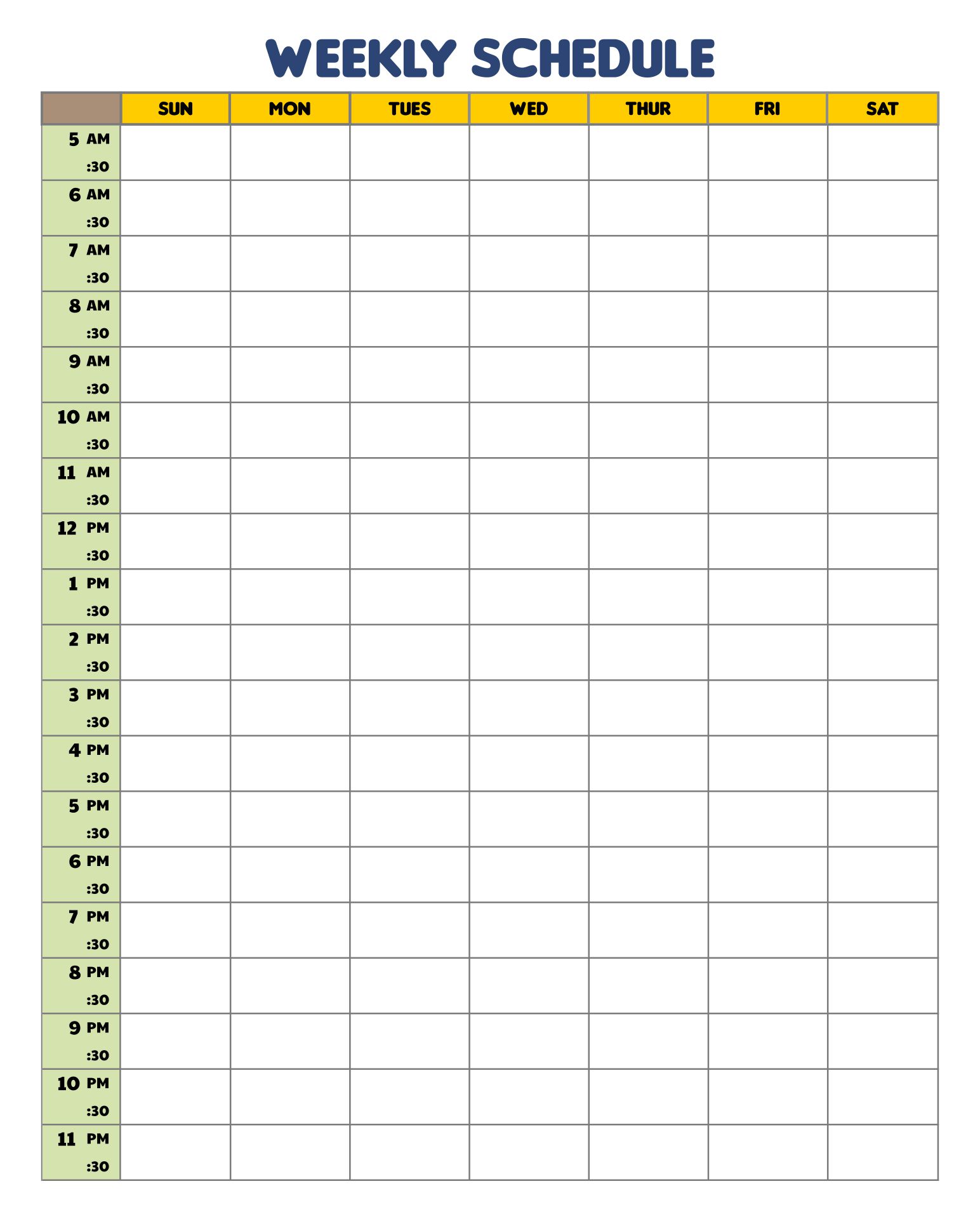 Printable Weekly Schedule Template Excel Time Management