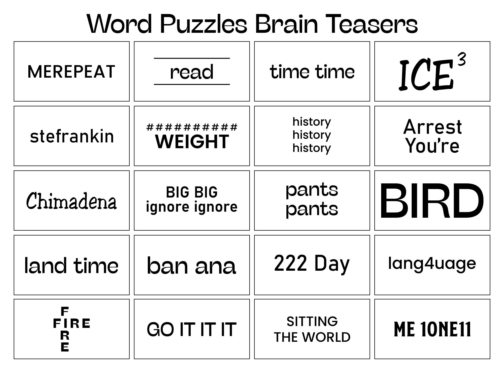 Printable Word Puzzles Brain Teasers For Adults