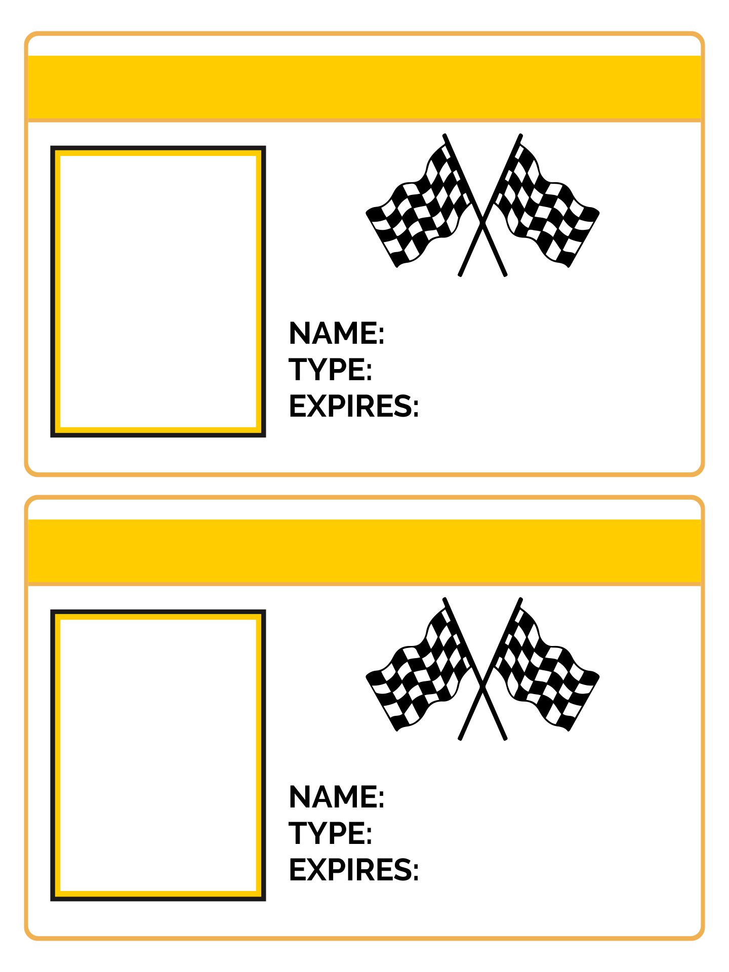 Race Car Drivers License Template For Kids