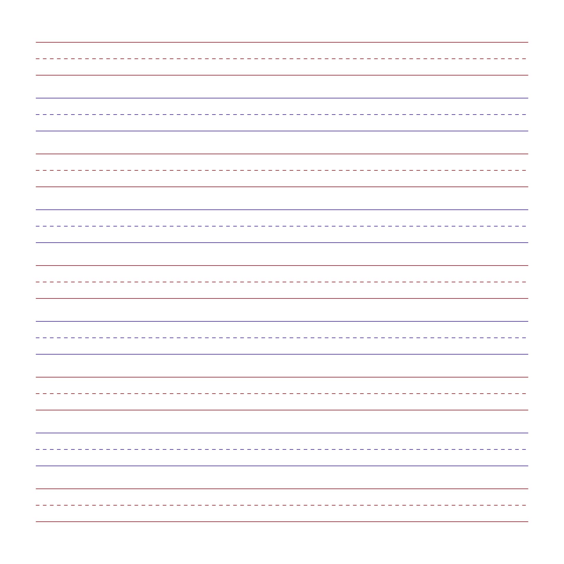 Red And Blue Lined Handwriting Paper Printable