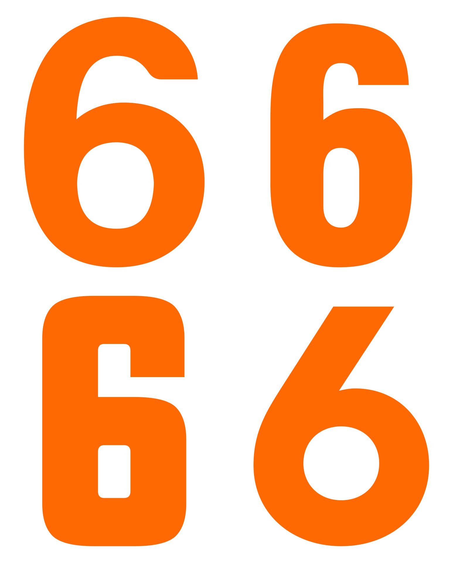 Safety Orange Giant Number 6 Cut Out